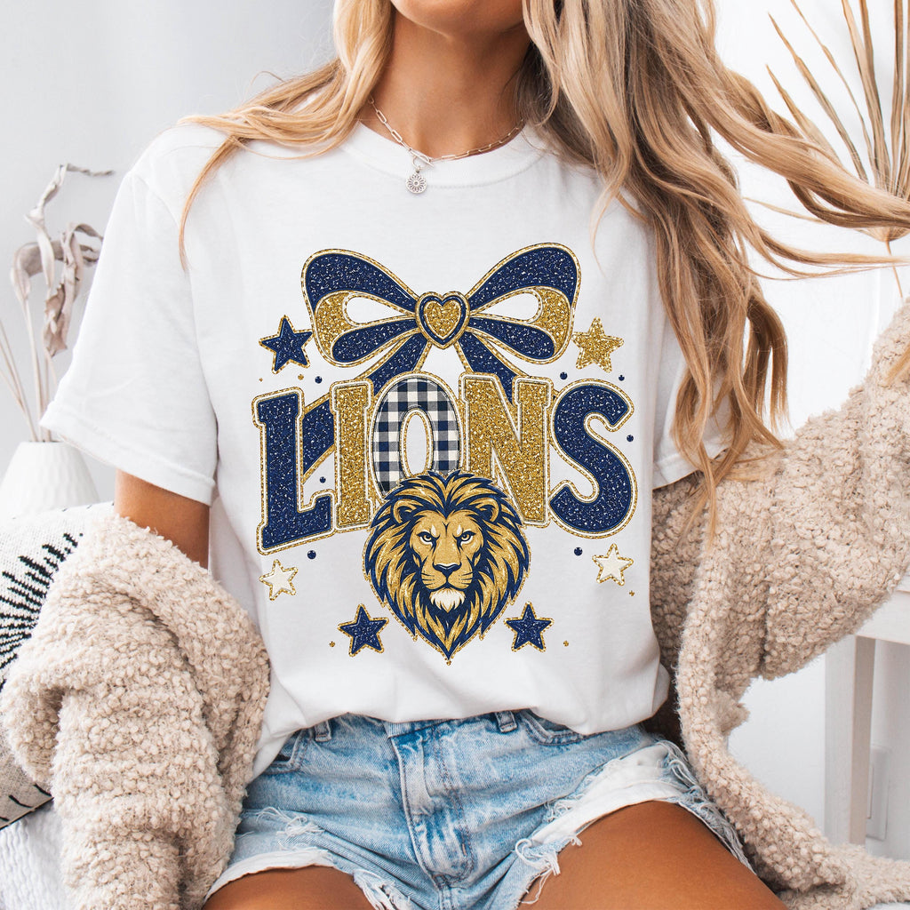 Coquette Faux Glitter Lions Mascot Shirt