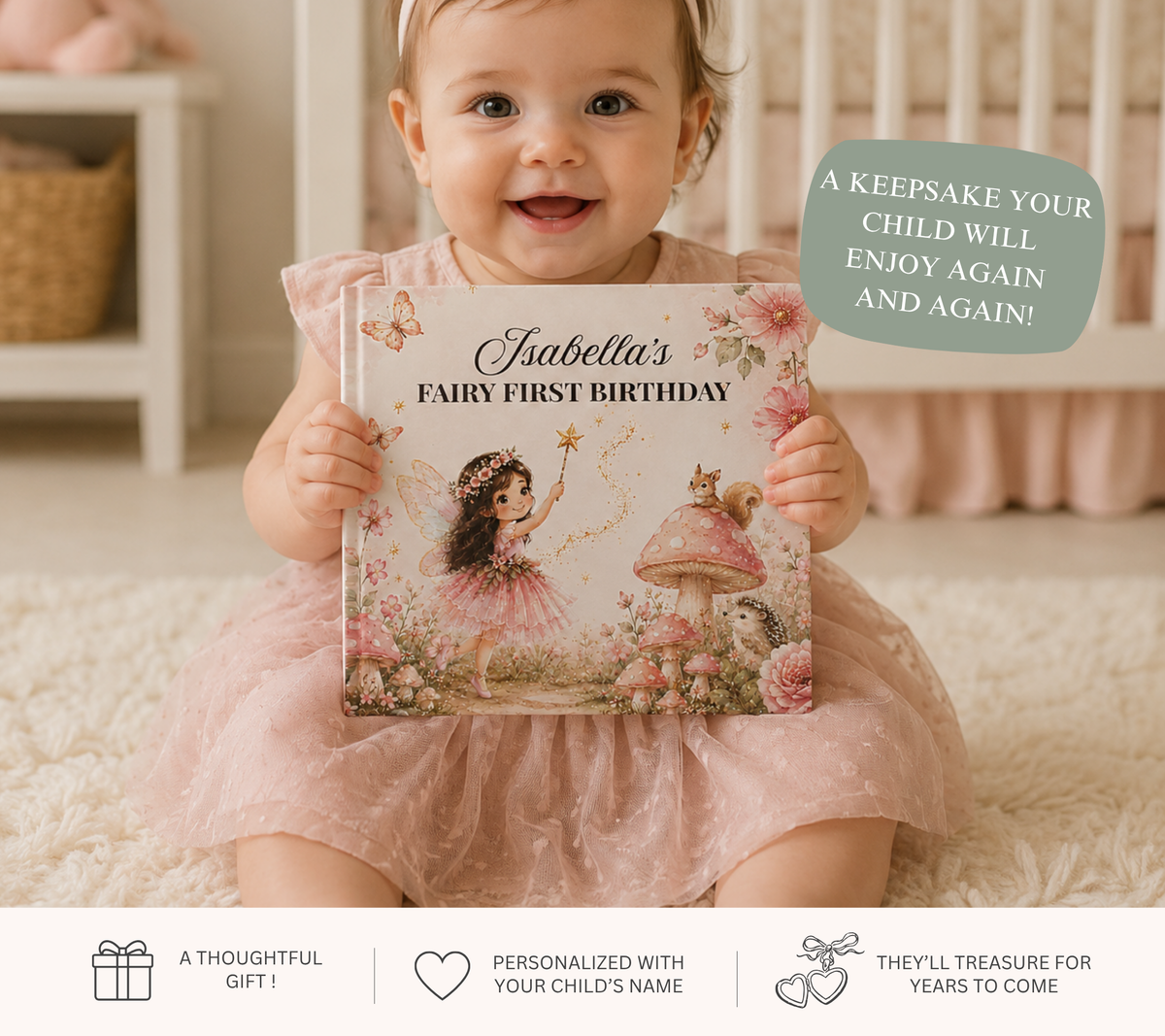 Personalized Fairy First Birthday Book