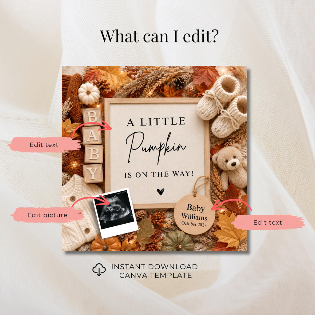 Digital Fall Pregnancy Announcment Template