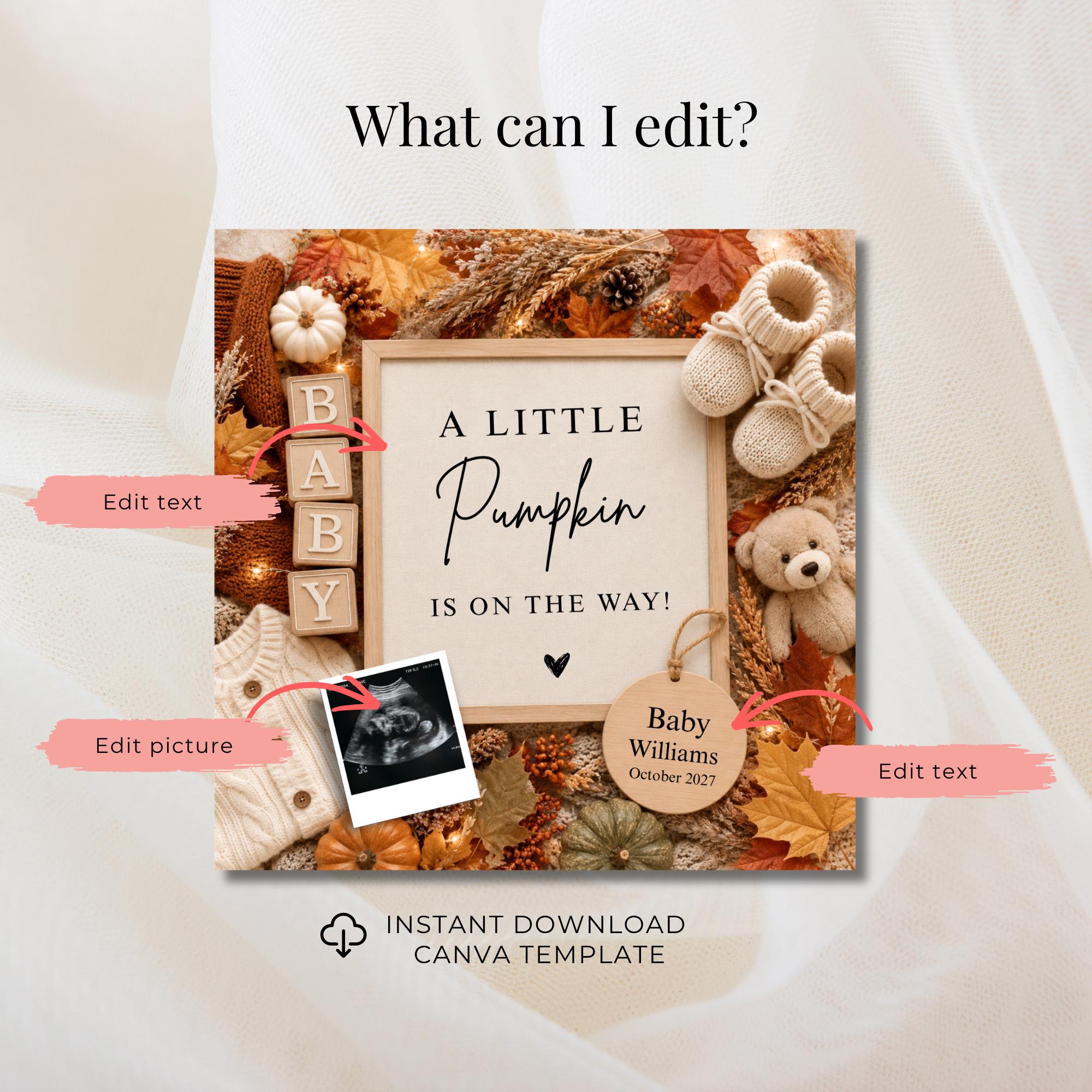 Digital Fall Pregnancy Announcment Template