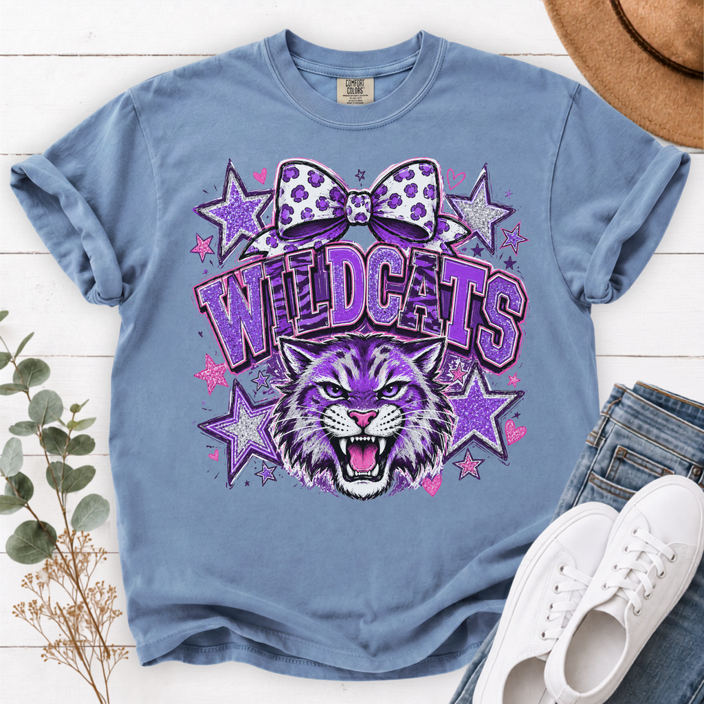Purple Wildcats Coquette Mascot Shirt