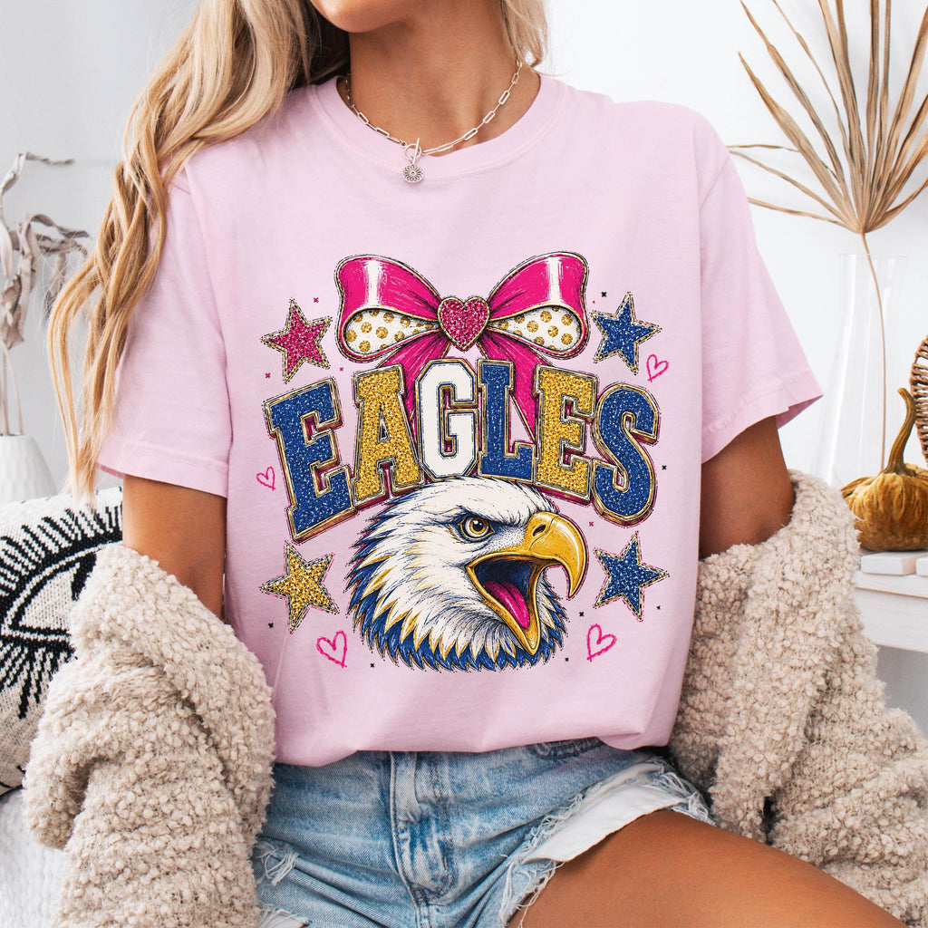 Coquette Glitter Eagles Mascot Shirt