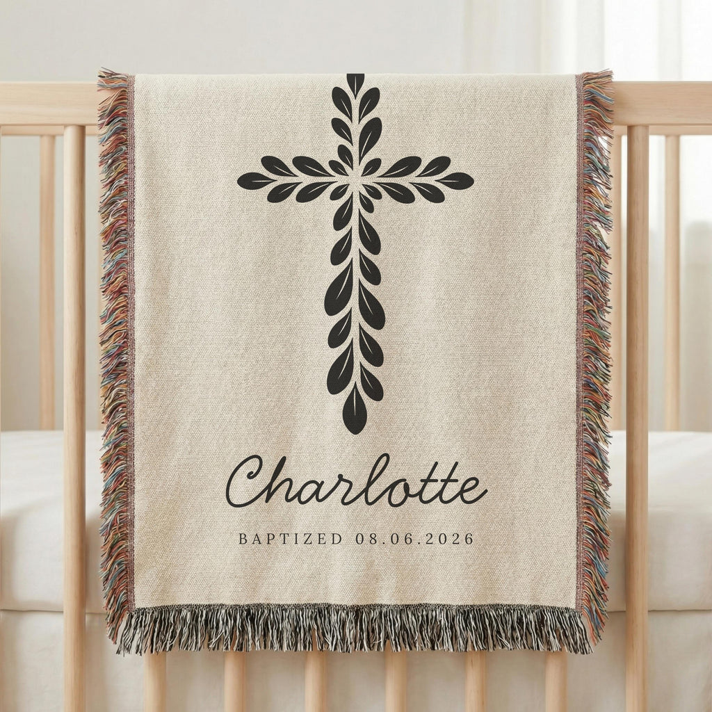 Personalized Baptism Blanket with Cross