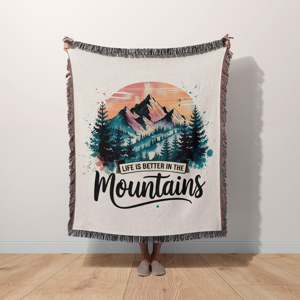 Life is Better in the Mountains Woven Blanket