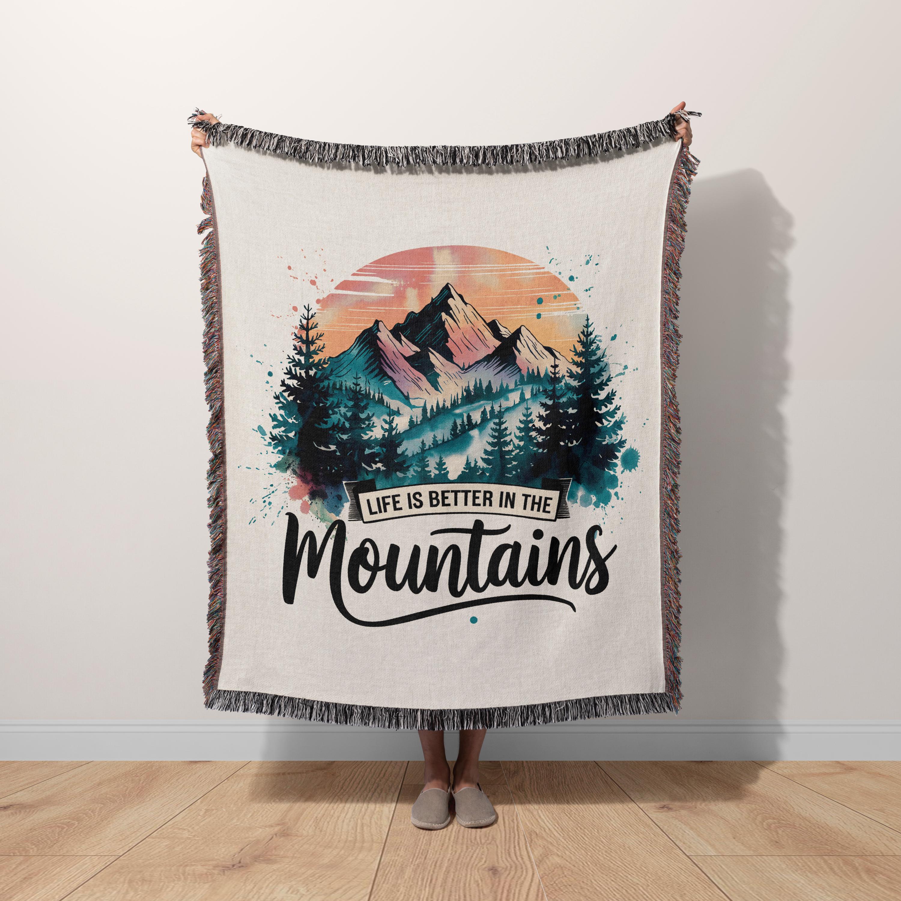 Life is Better in the Mountains Woven Blanket