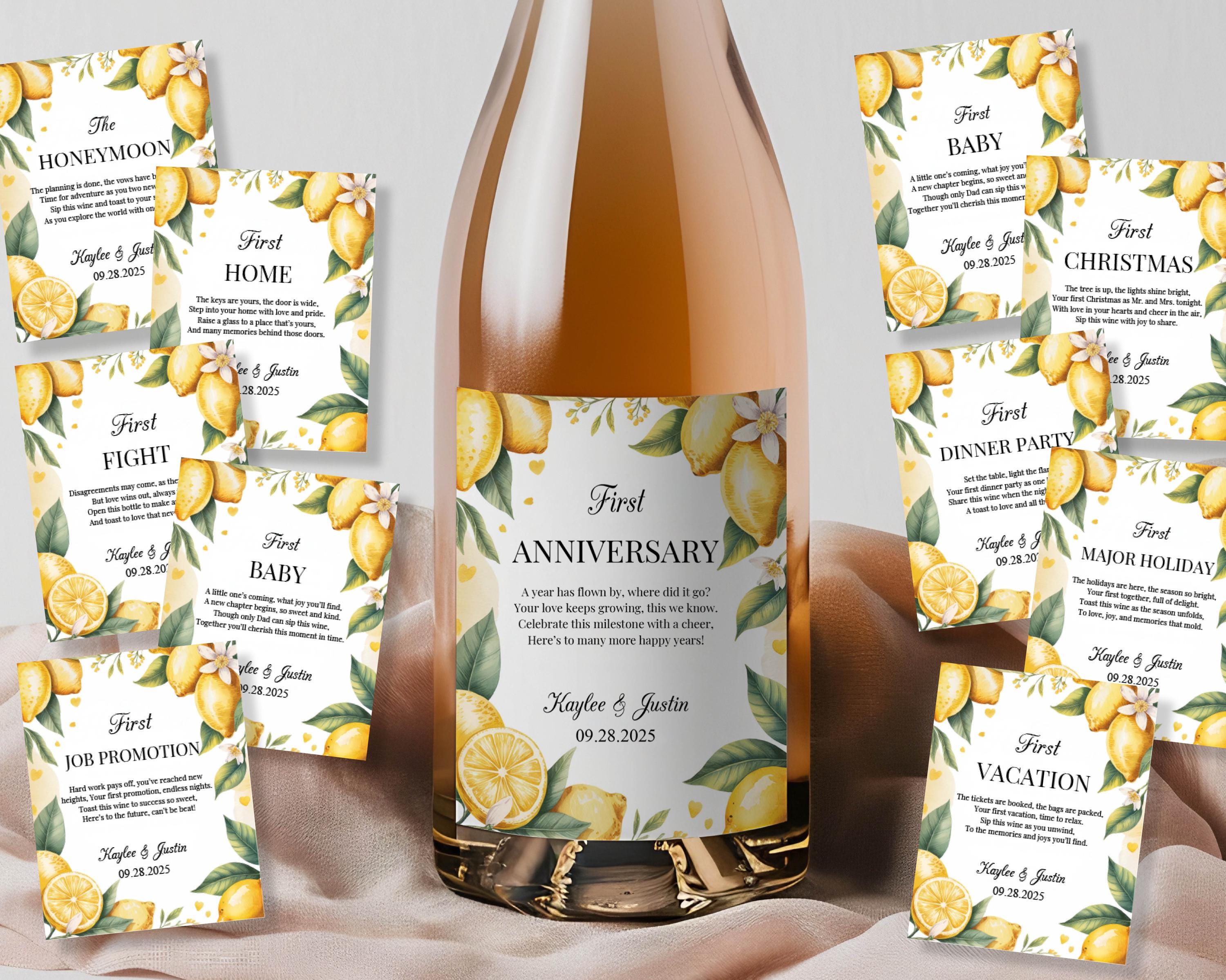 Lemon Wedding Wine Bottle Labels
