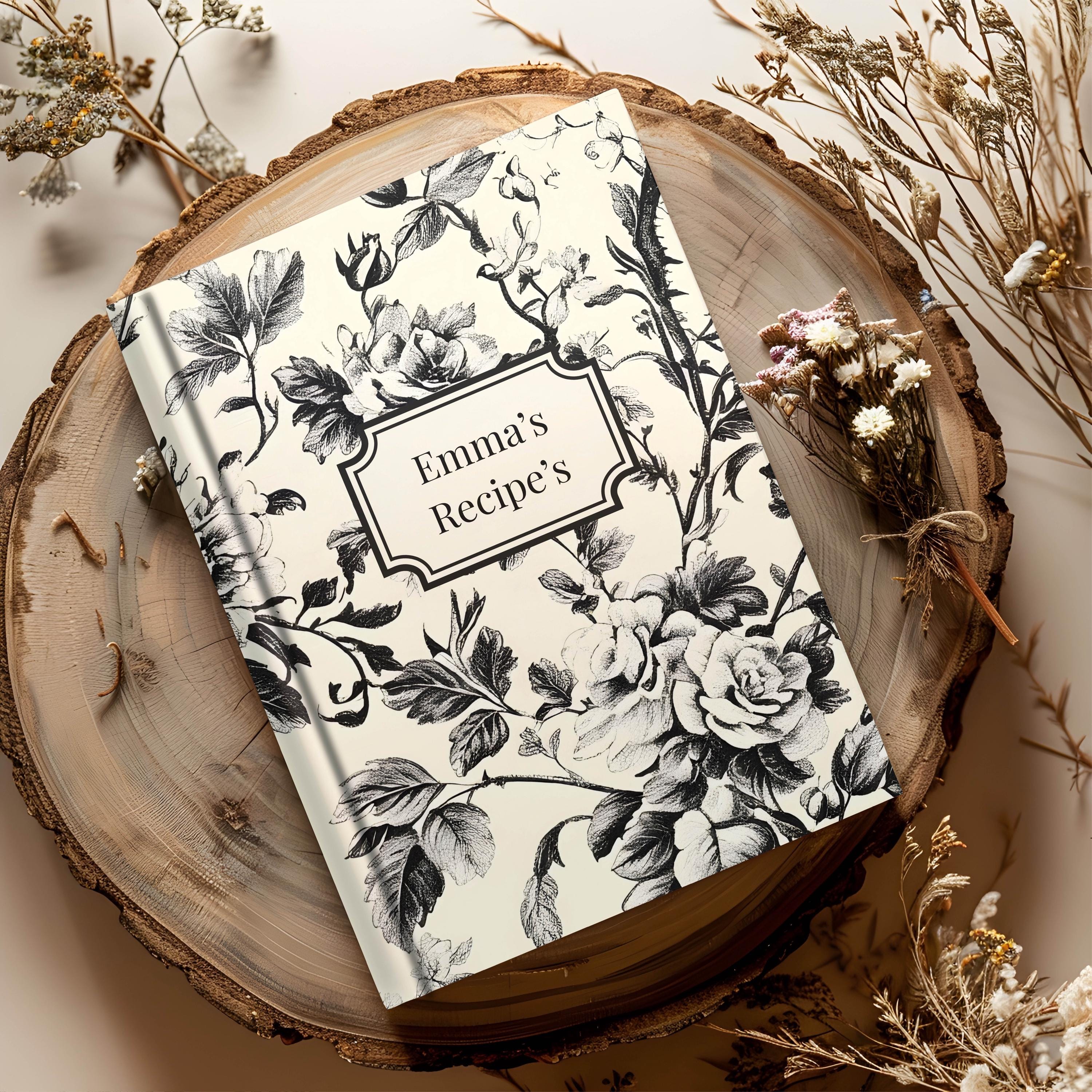 Personalized Floral Toile Recipe Notebook