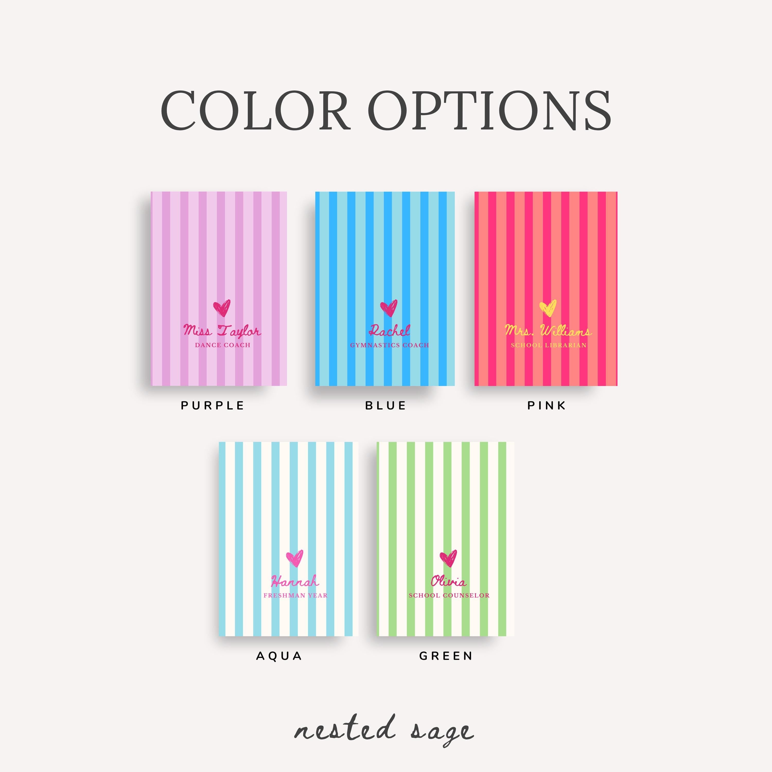 Custom Name Preppy Striped Journal