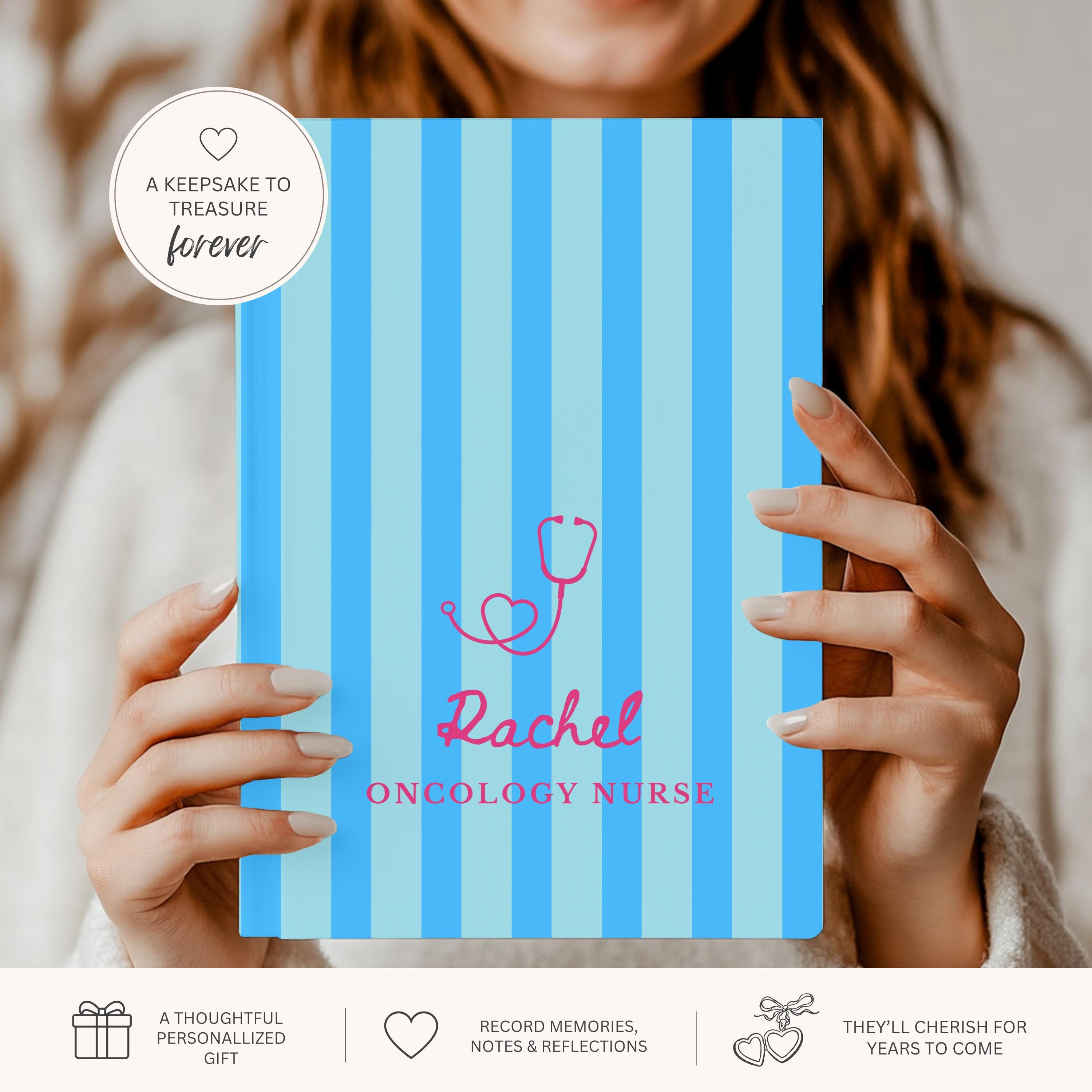 Personalized Nurse Striped Journal