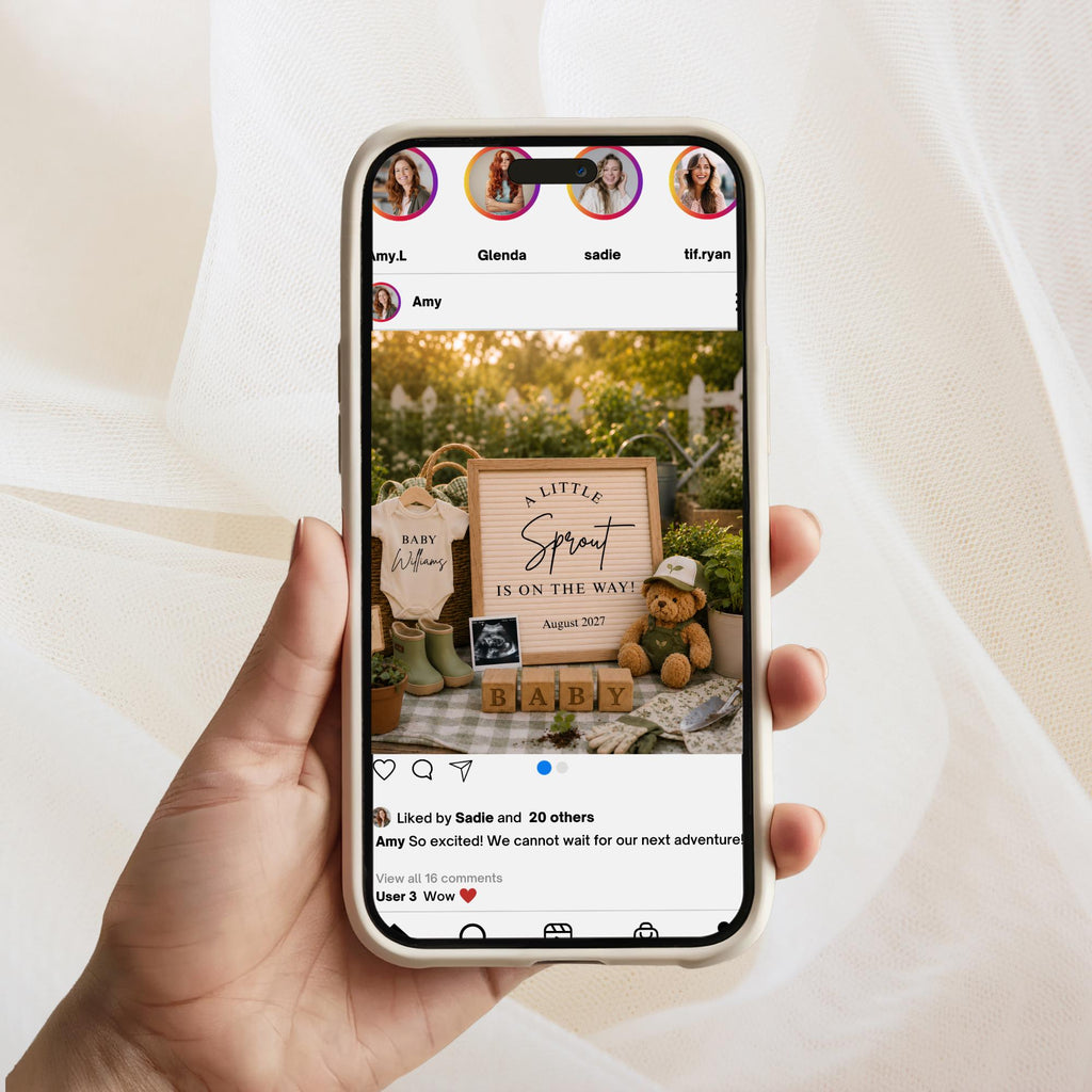 Digital Sprout Pregnancy Announcment Template