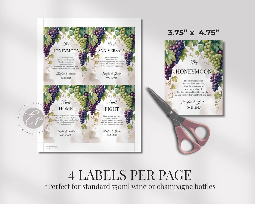 Wedding Wine Bottle Label Set