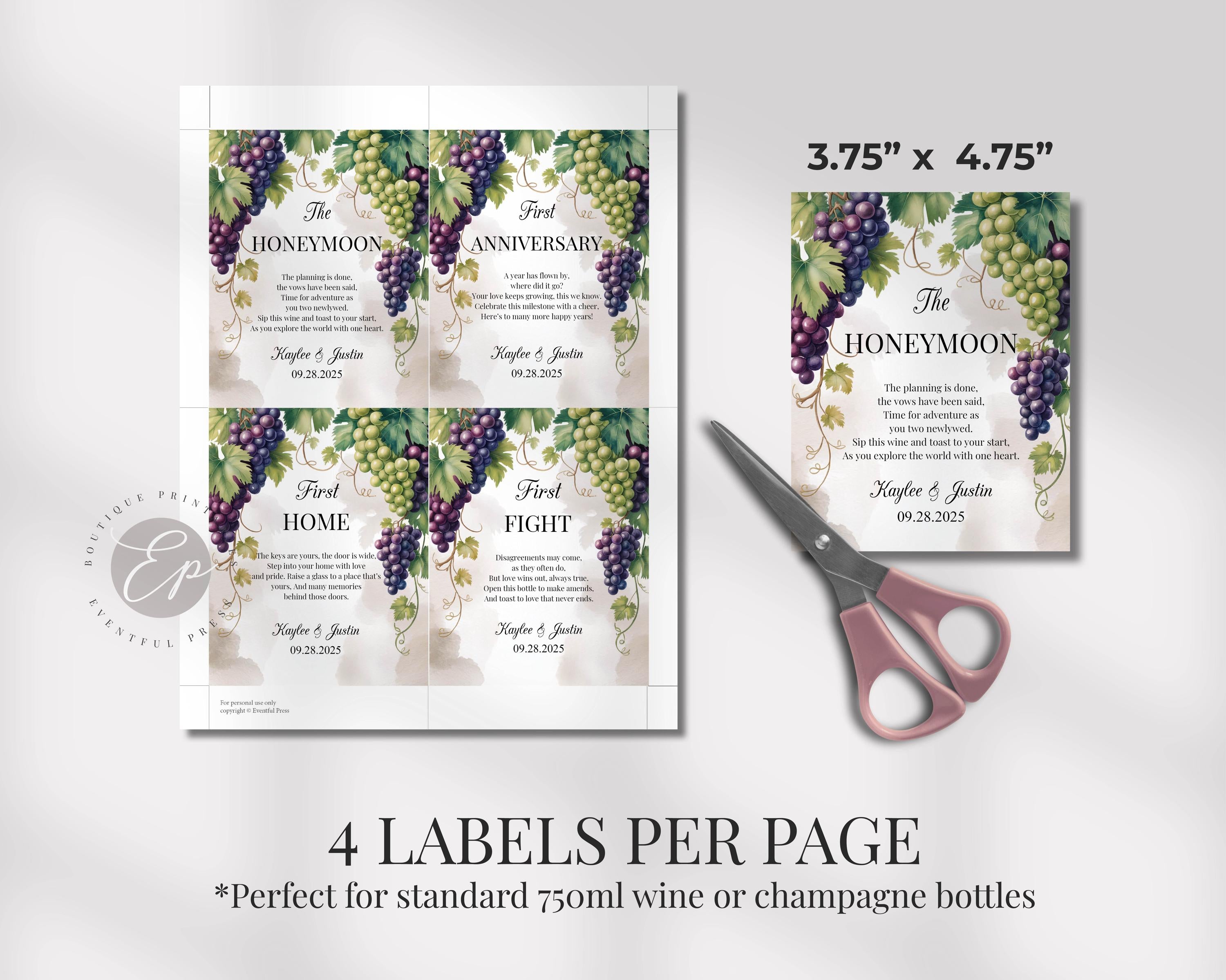 Wedding Wine Bottle Label Set
