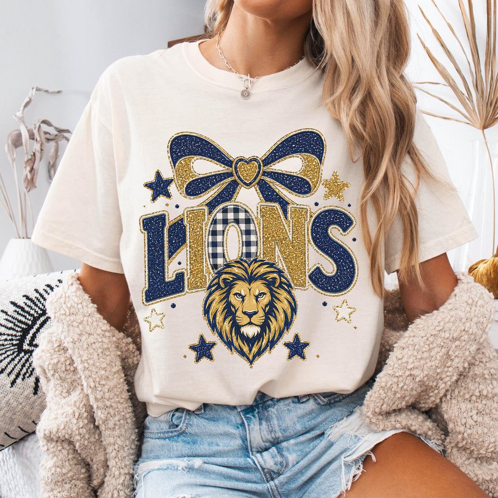 Coquette Faux Glitter Lions Mascot Shirt