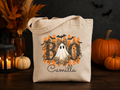 Coquette Leopard Ghost Kids Halloween Tote Bag