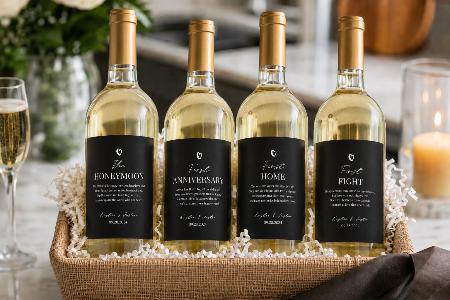 Year of Firsts Marriage Milestone Wine Bottle Labels