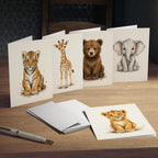 Watercolor Baby Safari Animals Greeting Cards (5-Pack)