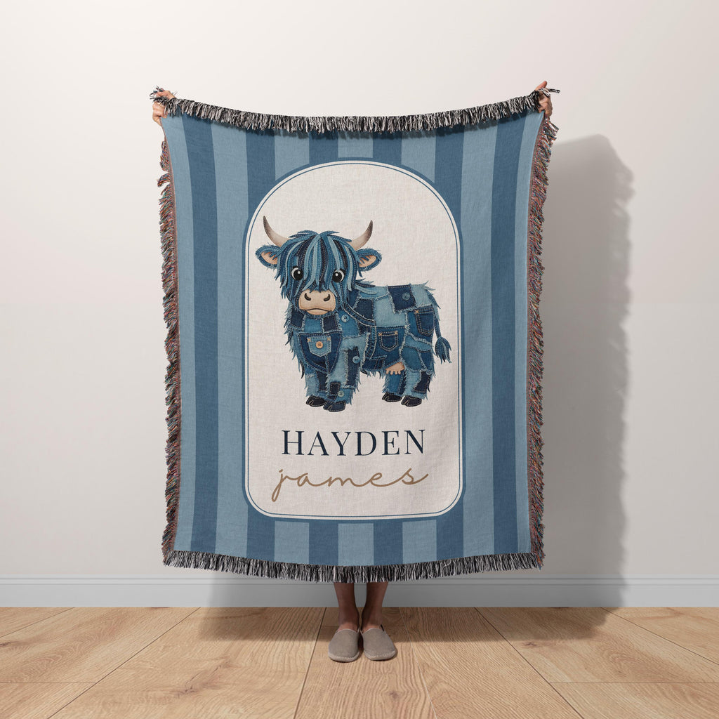 Personalized Highland Cow Baby Blanket