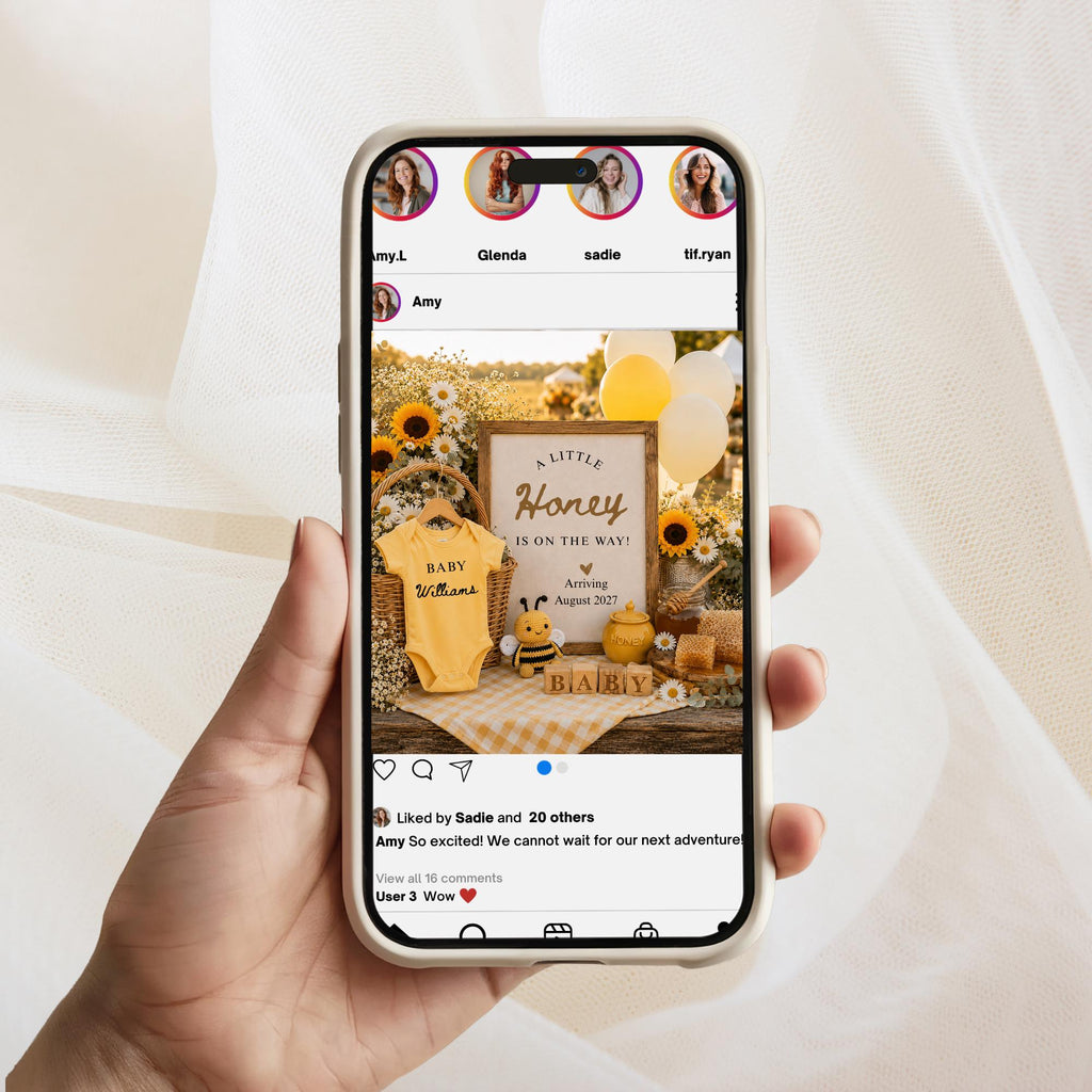 Digital Honey Pregnancy Announcment Template