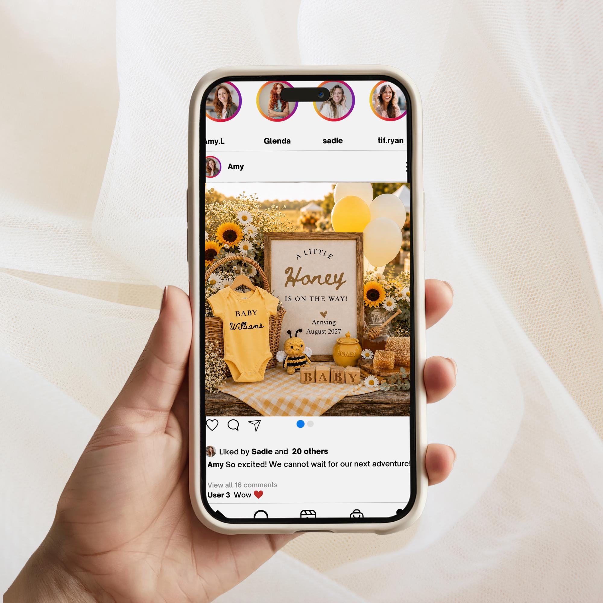 Digital Honey Pregnancy Announcment Template