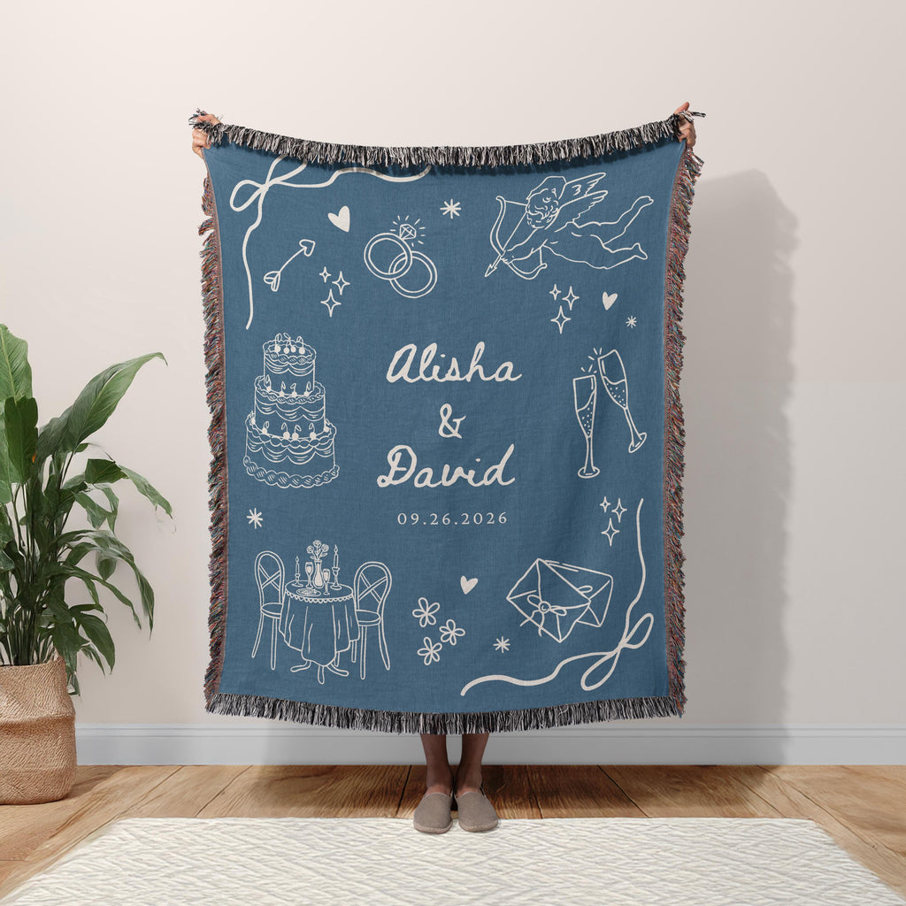 Wedding Doodle Blanket with Names