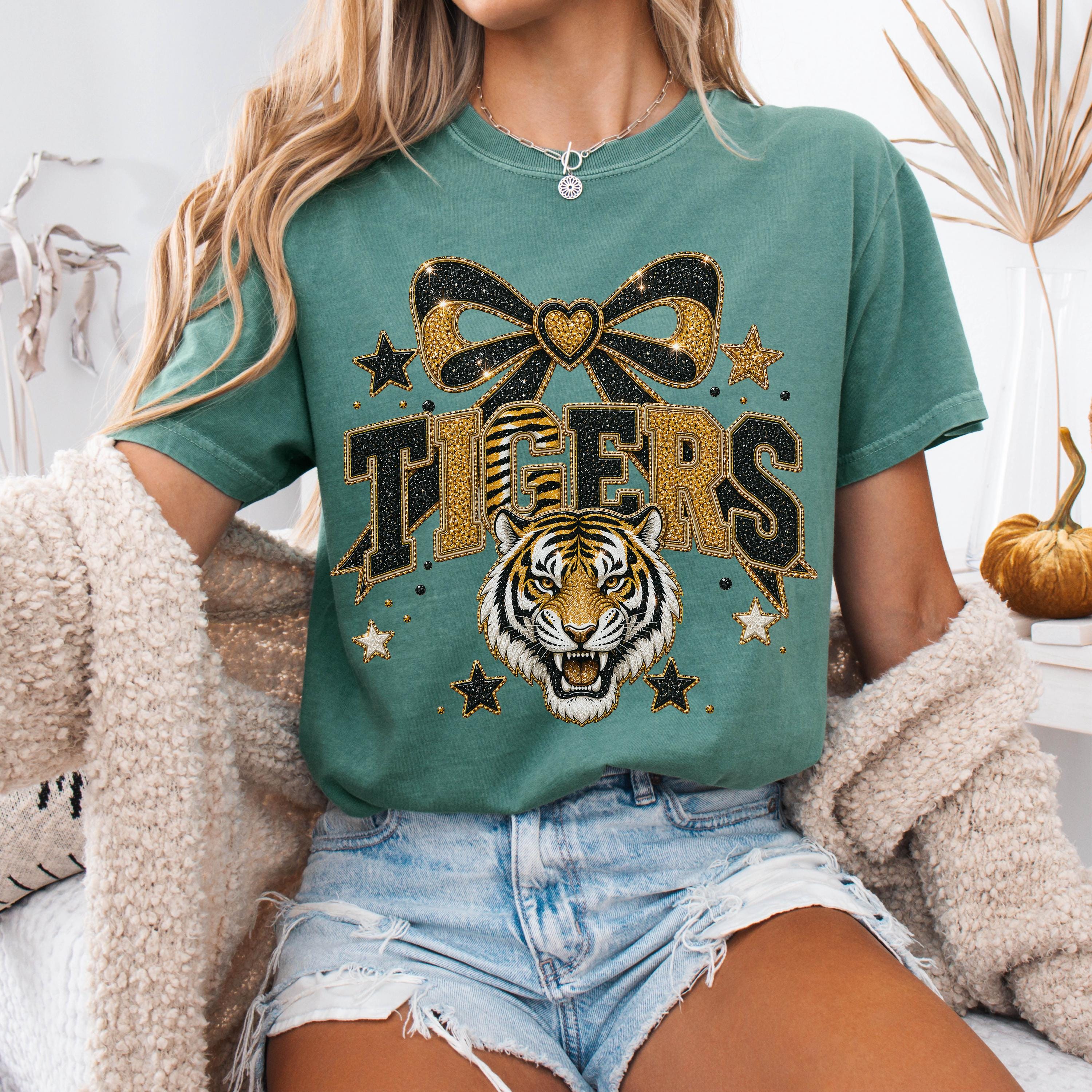 Faux Glitter Tigers Mascot Shirt