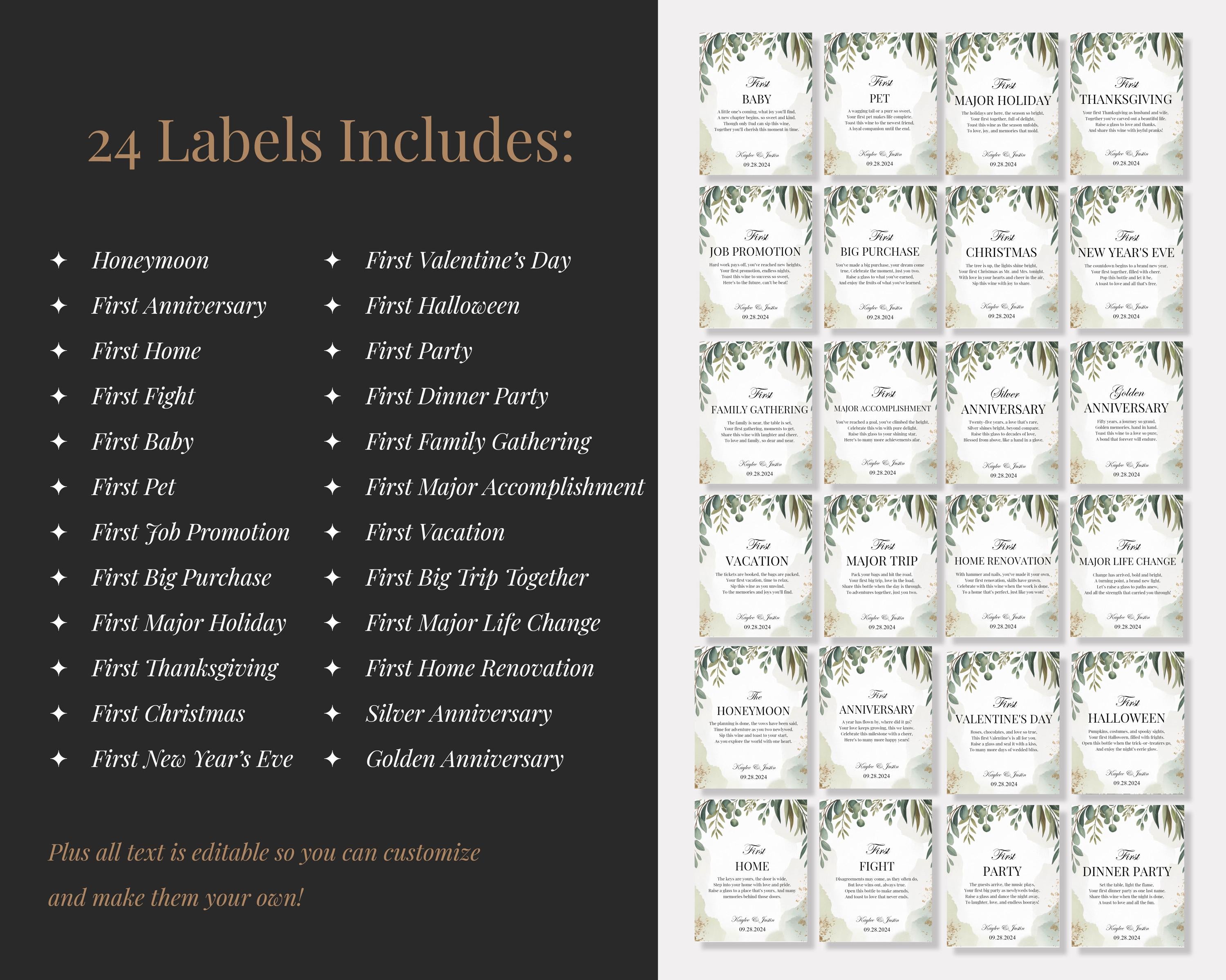 Greenery Wedding Wine Bottle Labels