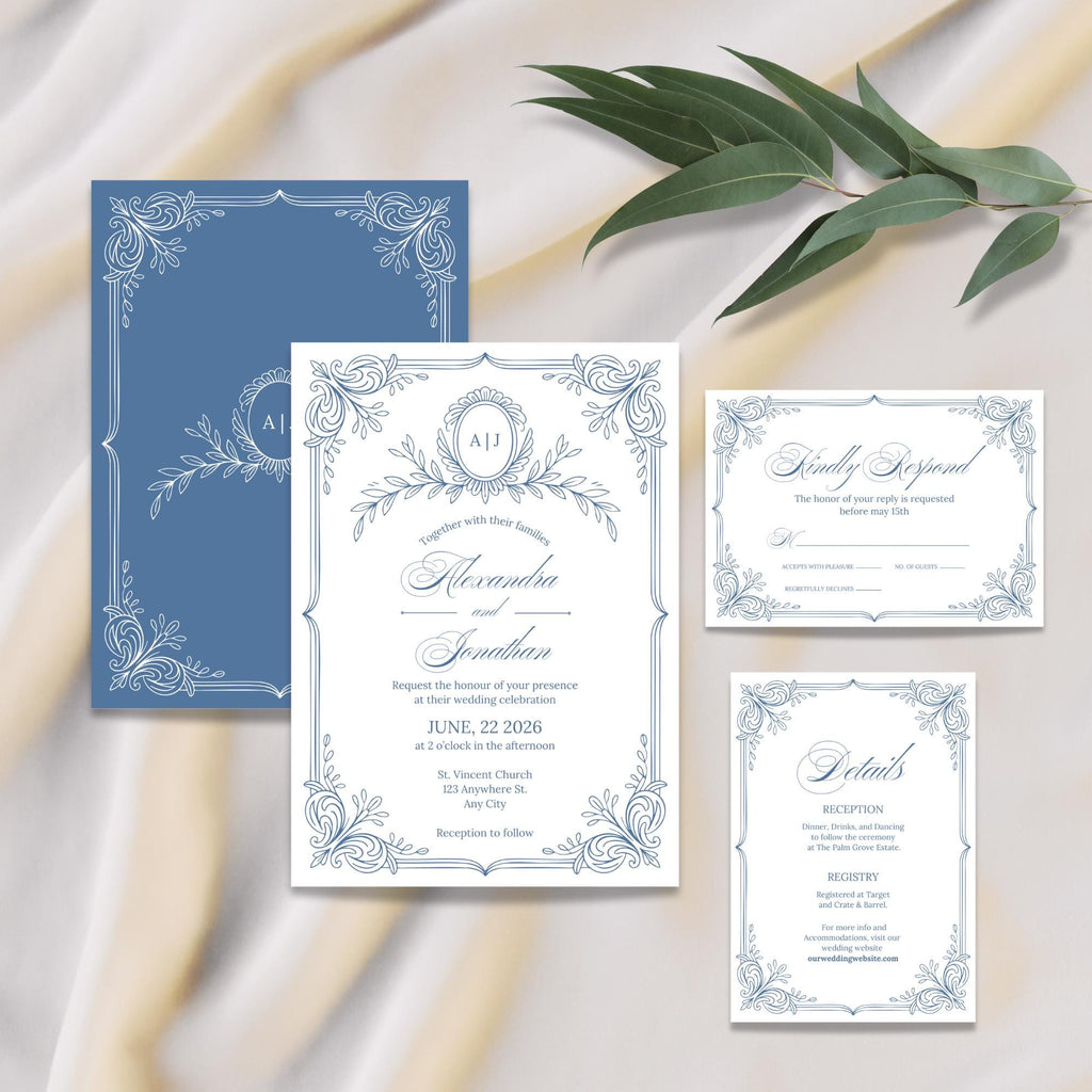 Grandmillennial Wedding Invitation Bundle