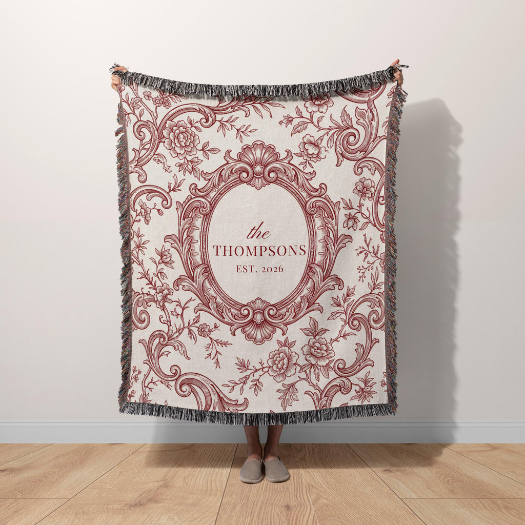 Personalized Toile Monogram Blanket