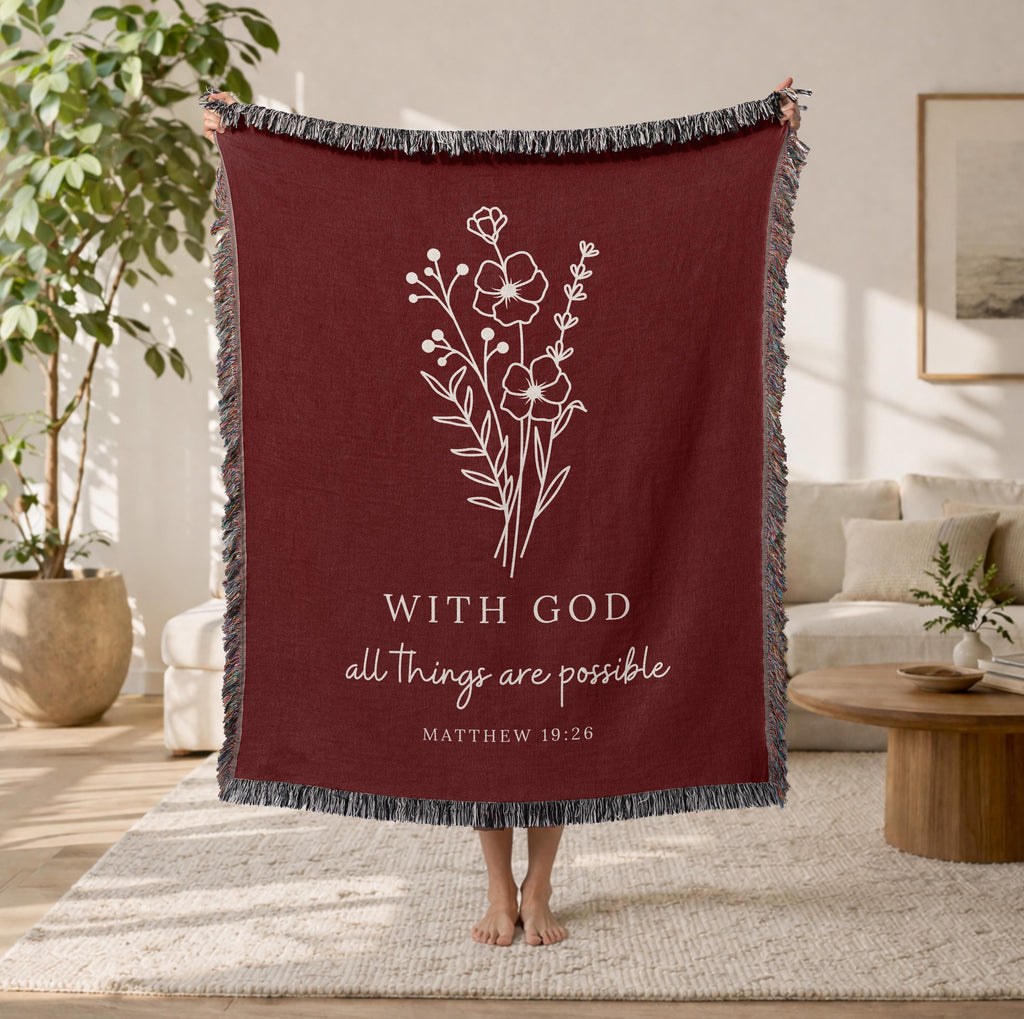 With God All Things Are Possible Woven Blanket