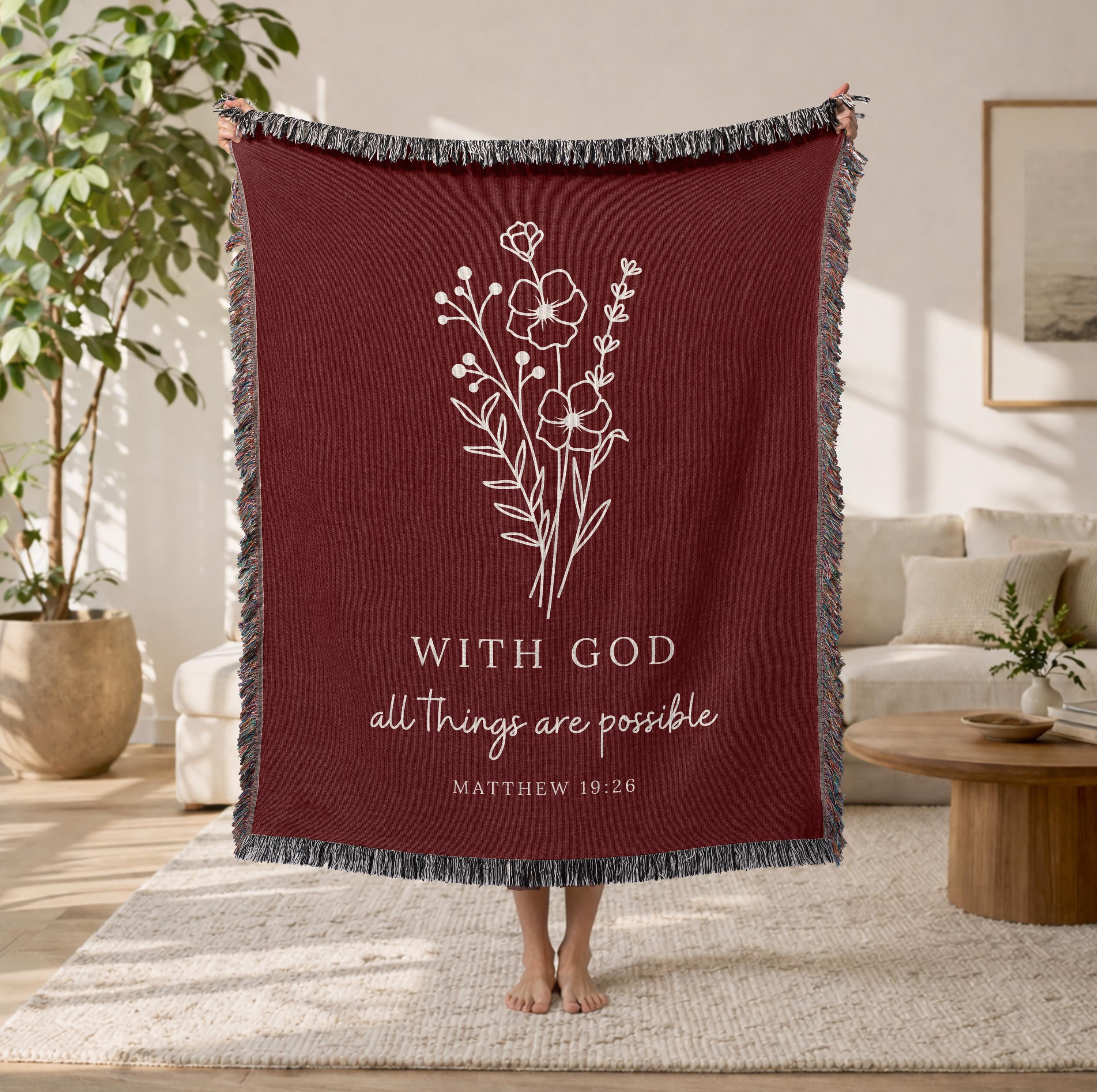 With God All Things Are Possible Woven Blanket