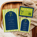 Navy Lime Wedding Invitation Templates