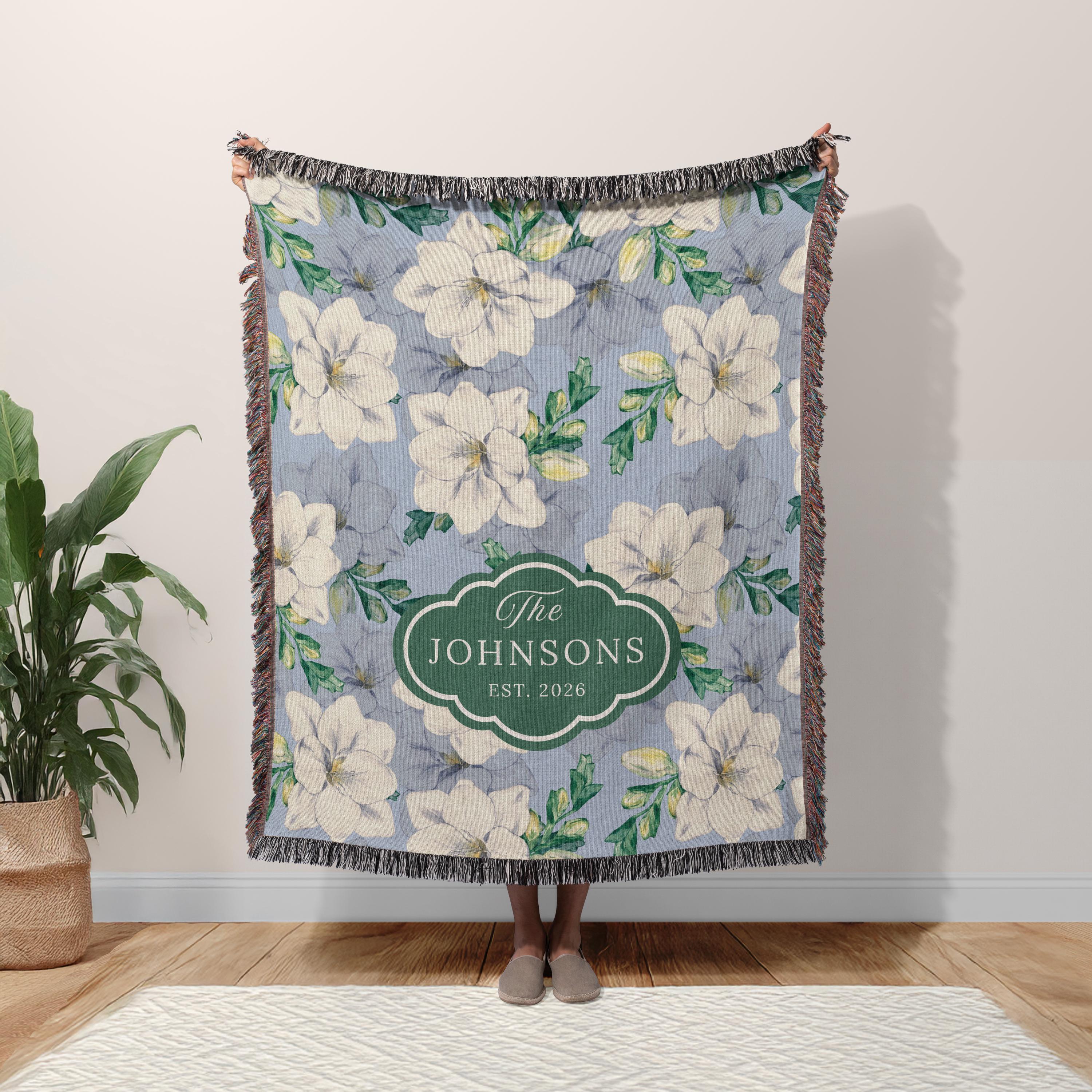 Personalized Floral Name Blanket