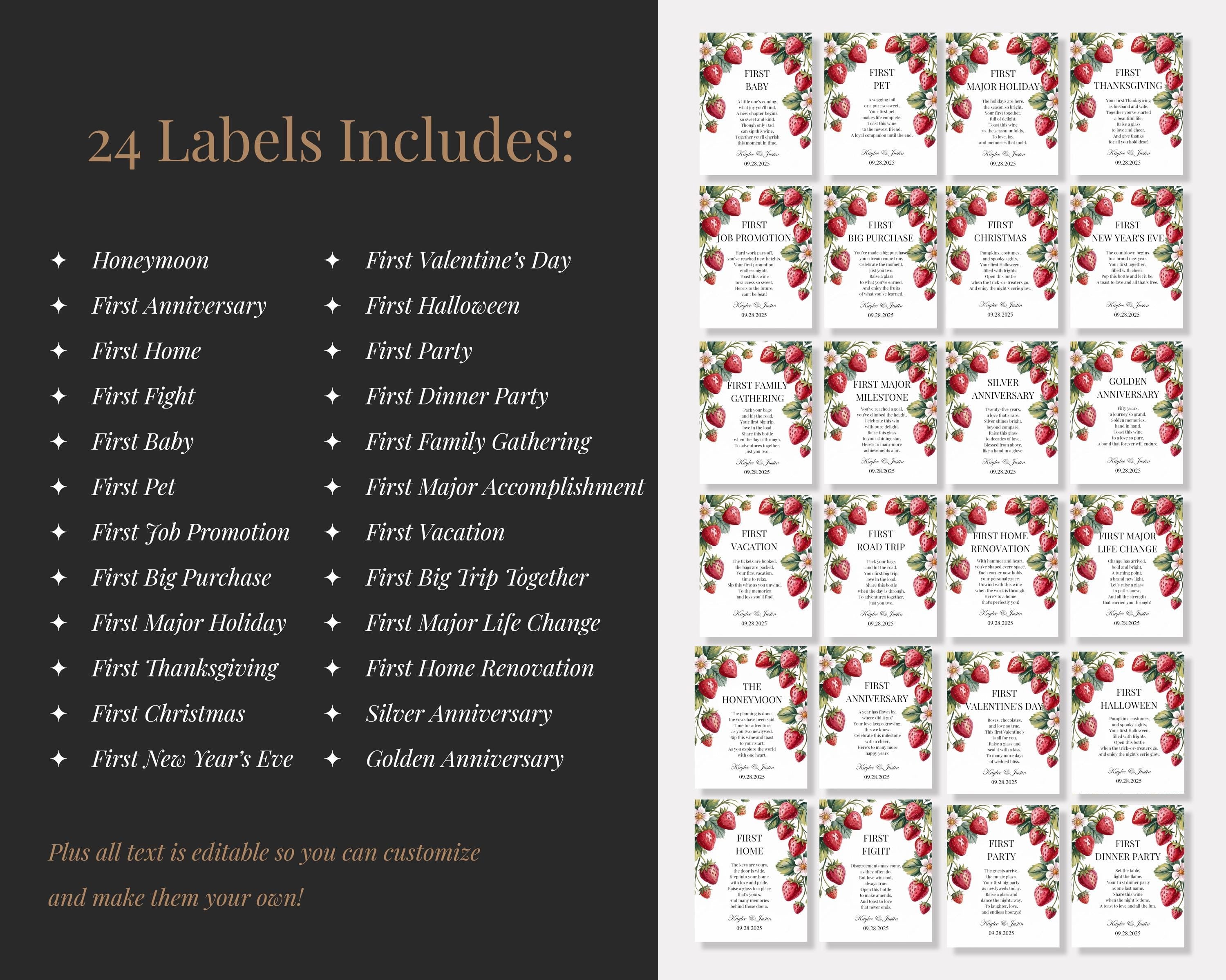 Marriage Milestone Wine Bottle Labels