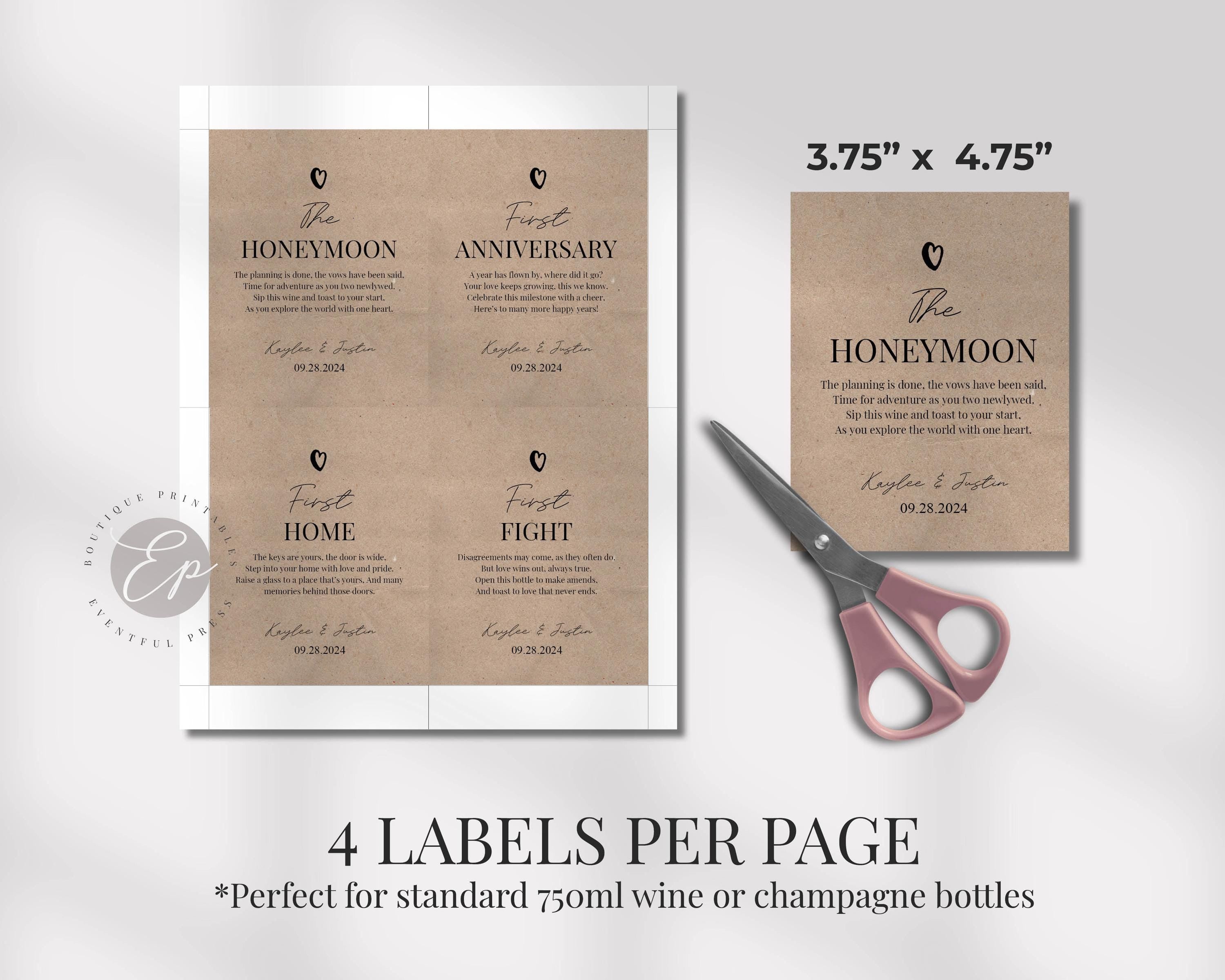 Marriage Milestone Wine Bottle Labels