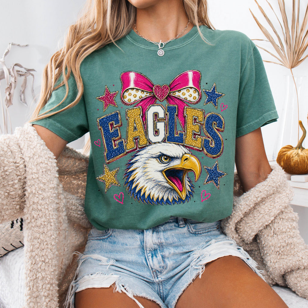 Coquette Glitter Eagles Mascot Shirt
