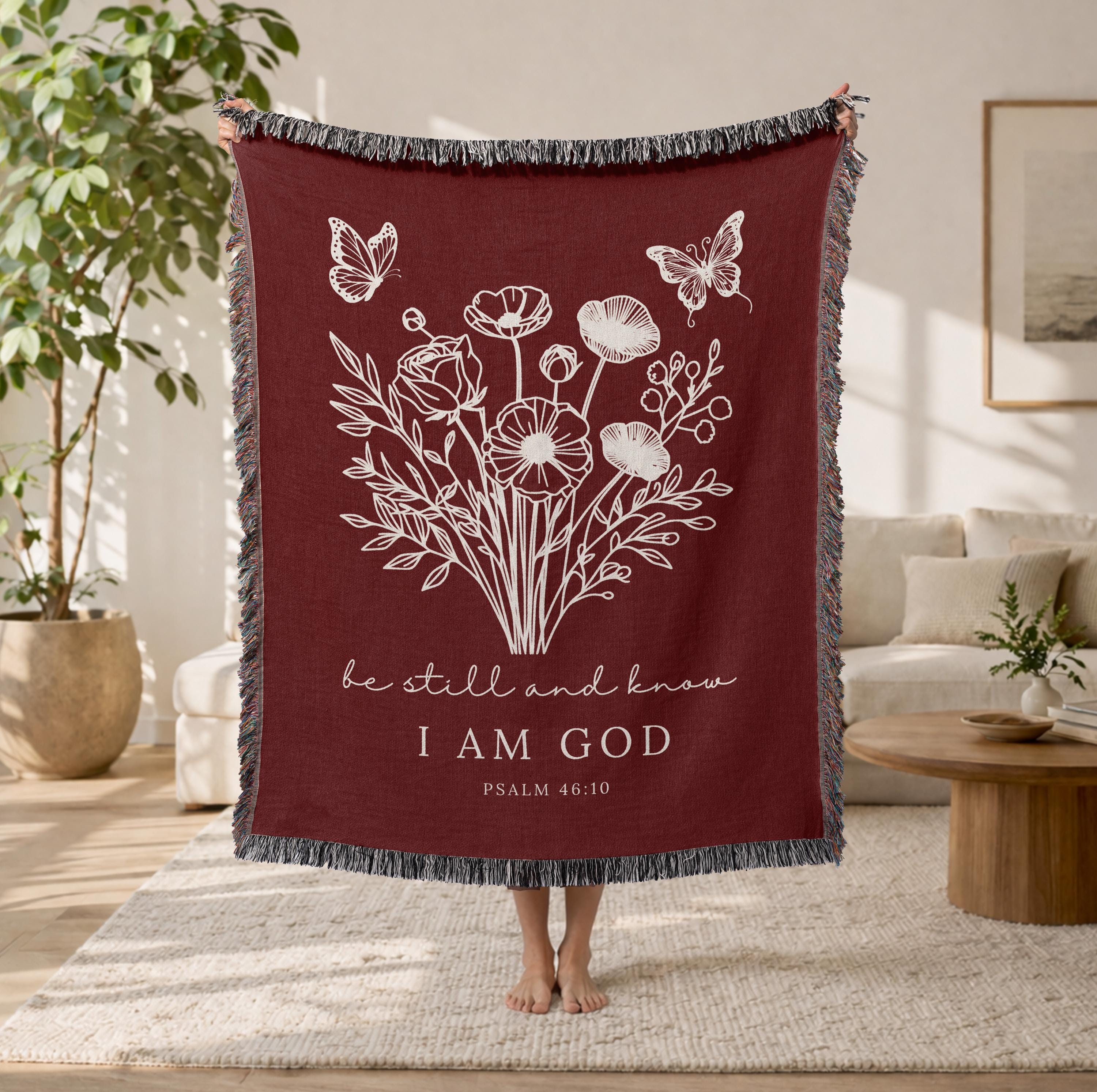 Floral Christian Blanket Be Still and Know I Am God Psalm 46:10 Faith Gift for Women Mom Grandma Scripture Throw Comfort Healing Gift