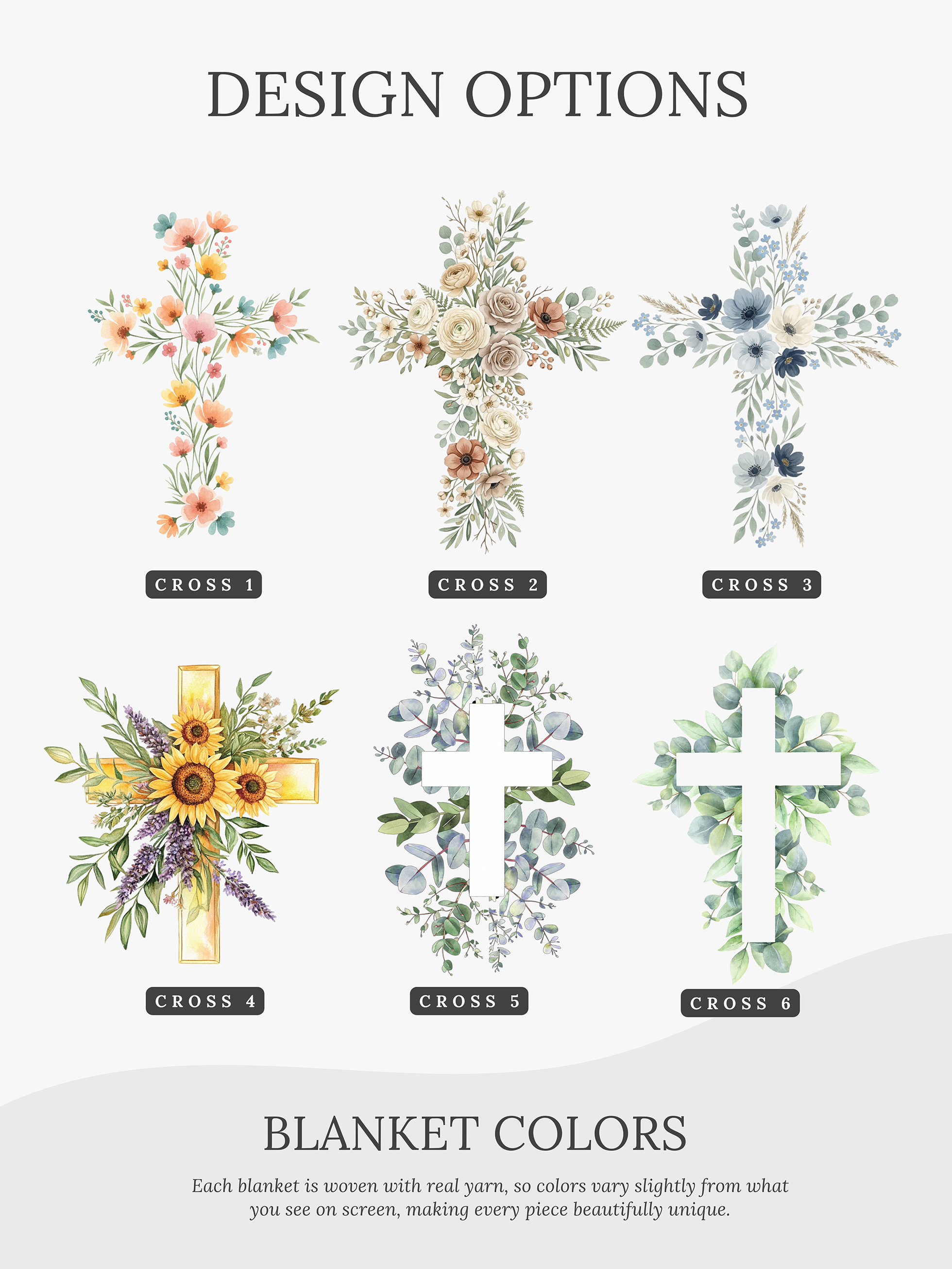 Personalized Baptism Blanket with Floral Cross