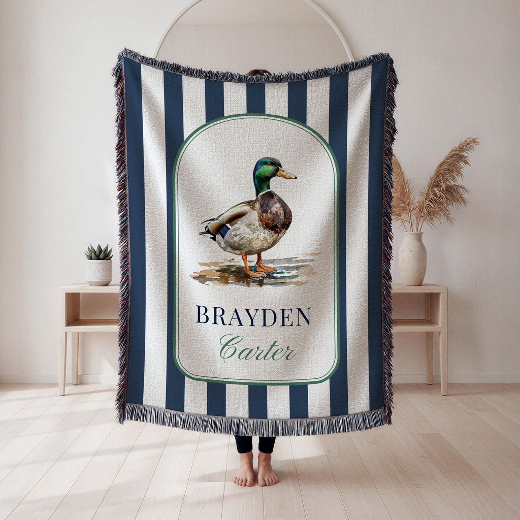 Personalized Preppy Mallard Duck Baby Blanket