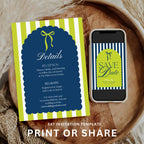 Navy Lime Wedding Invitation Templates