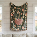 Personalized Moss Green Floral Blanket