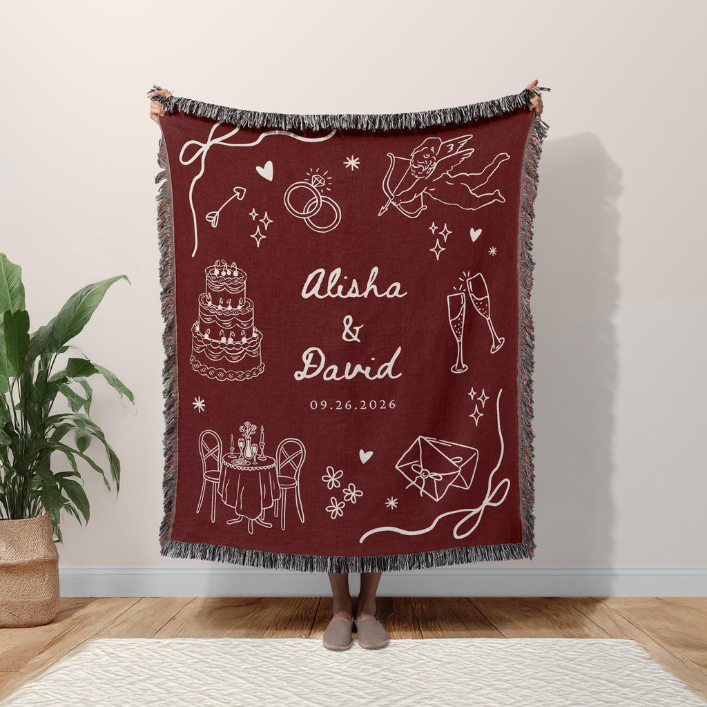 Wedding Doodle Blanket with Names
