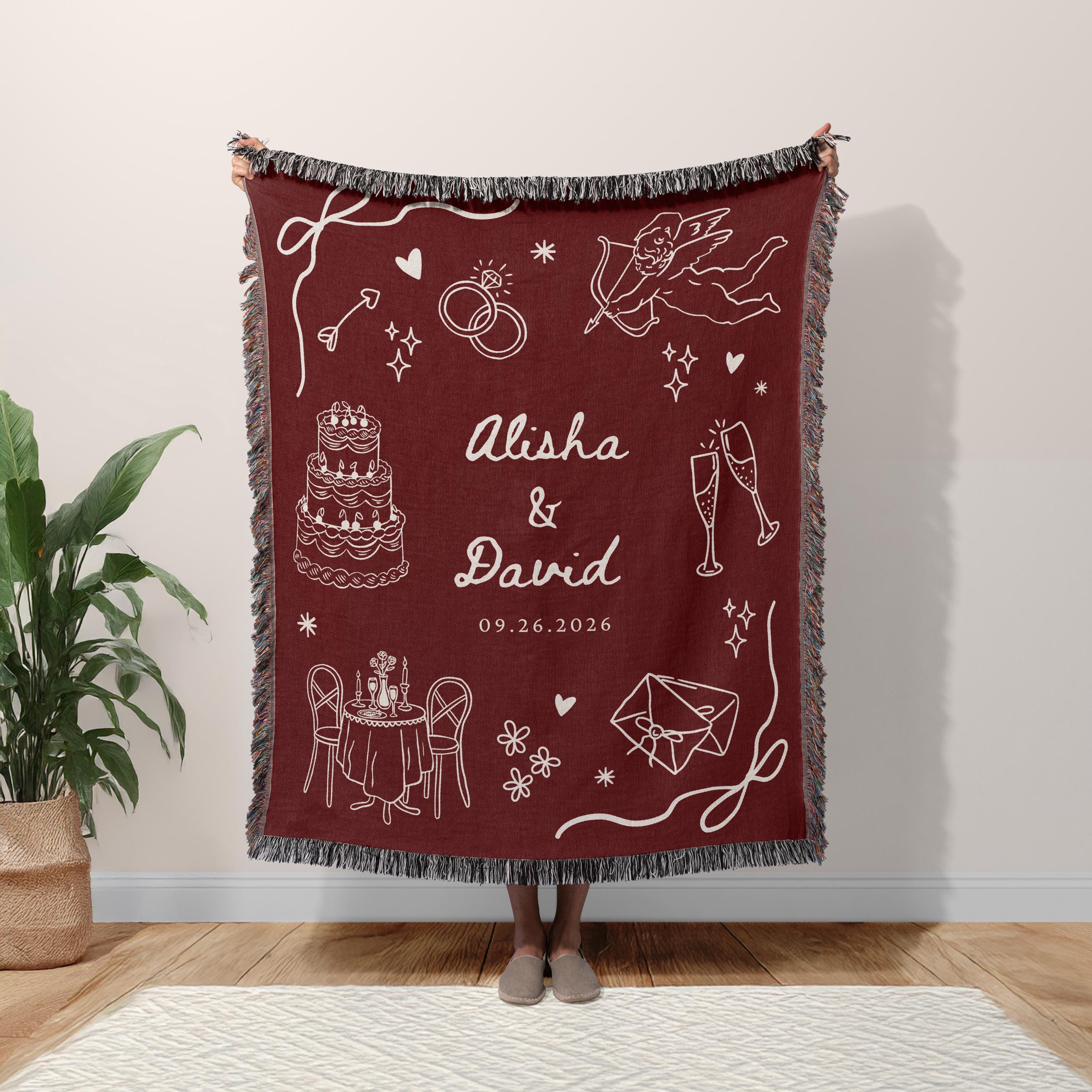 Wedding Doodle Blanket with Names
