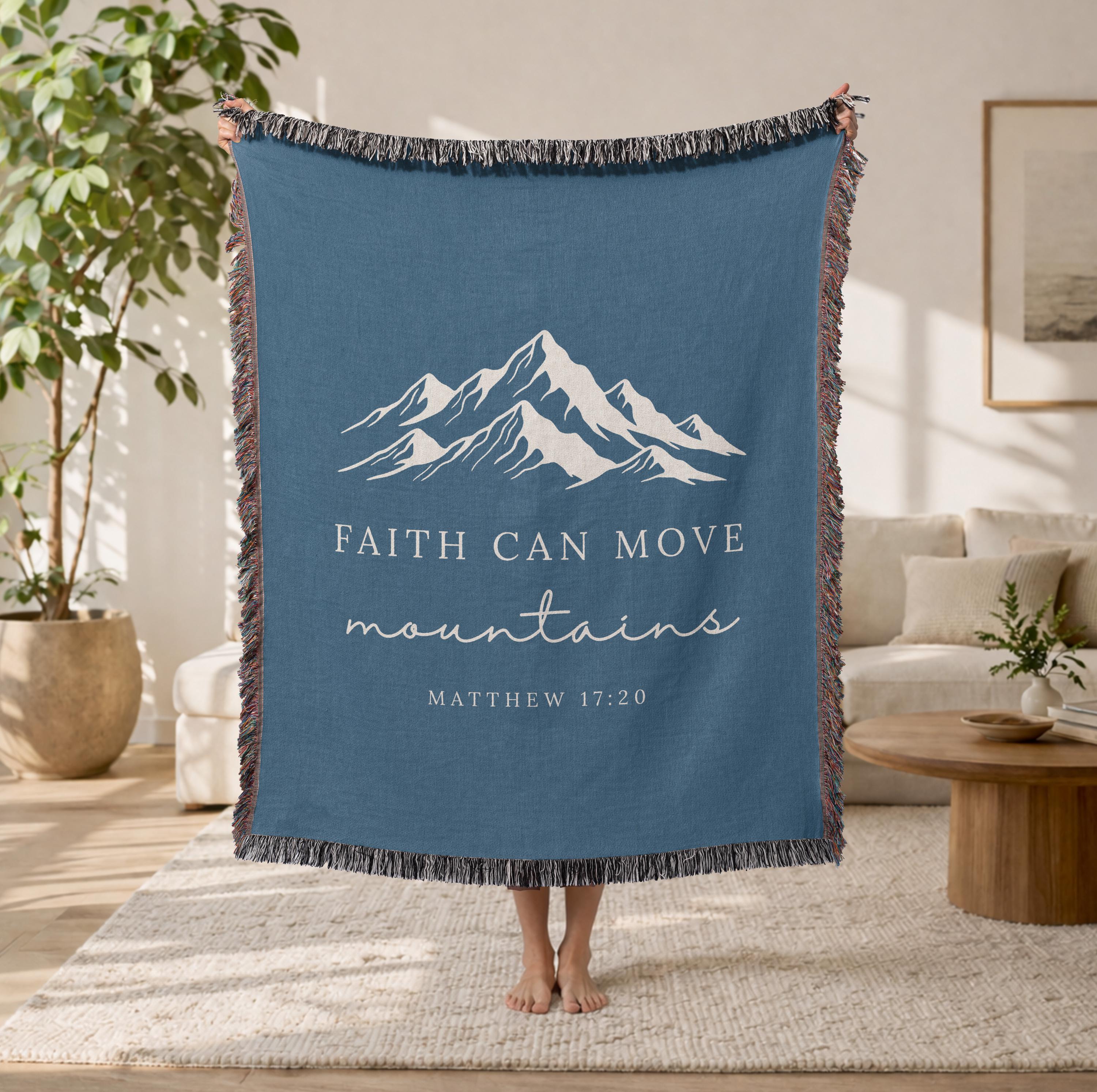 Faith Can Move Mountains Woven Blanket