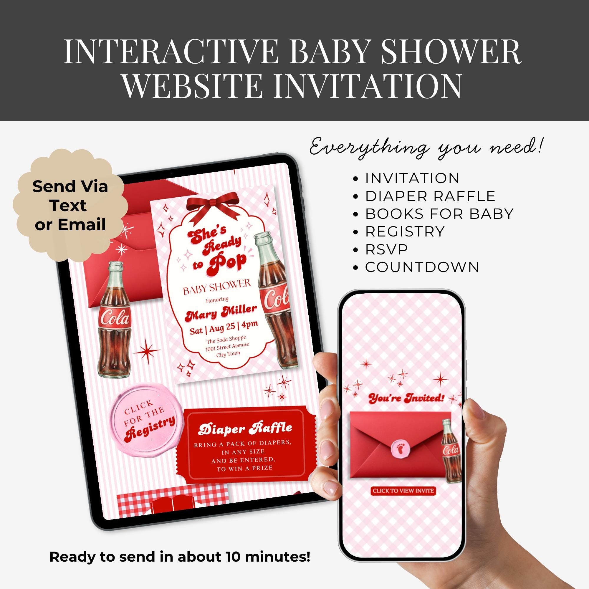 Soda Pop Baby Shower Website Invitation