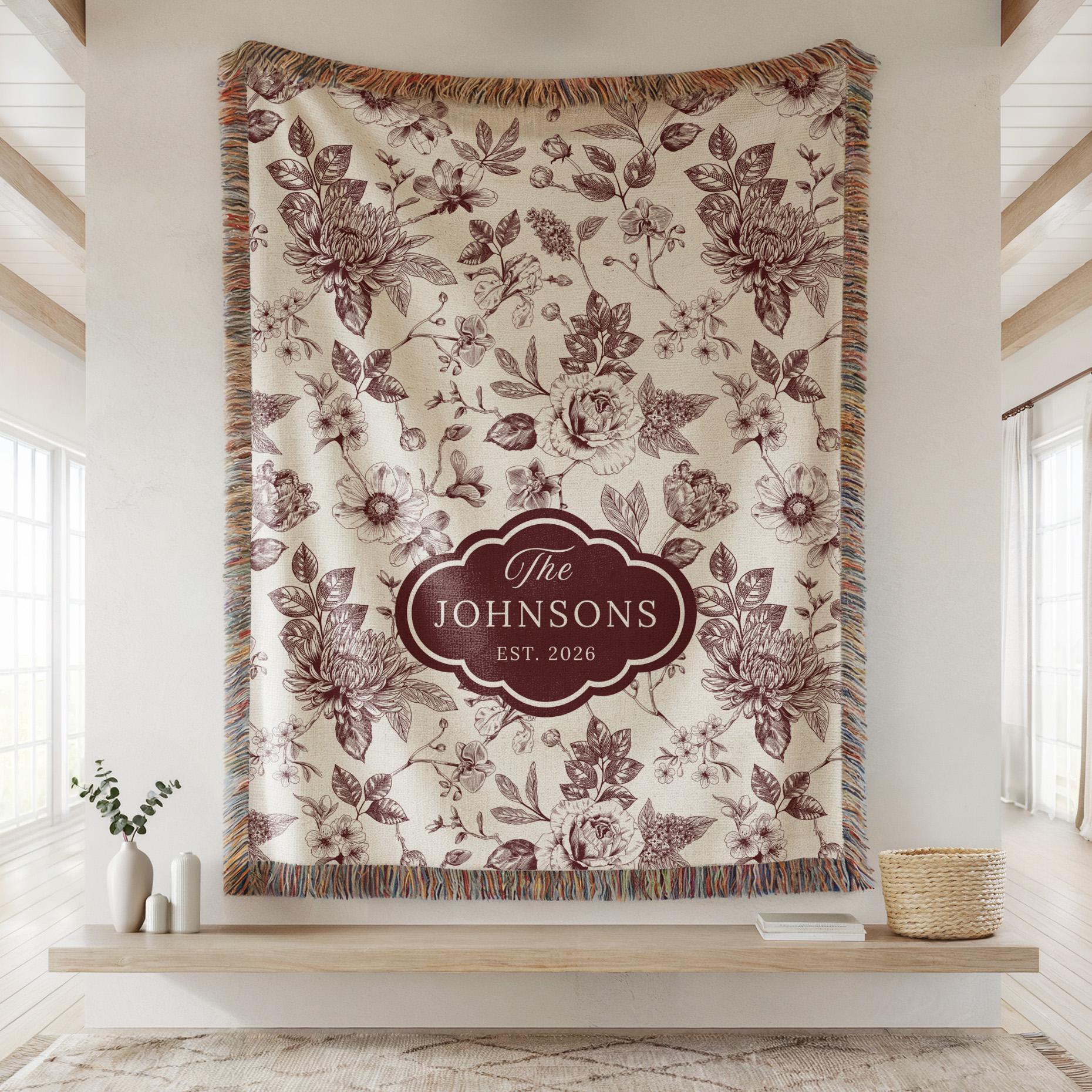 Vintage Toile Personalized Blanket