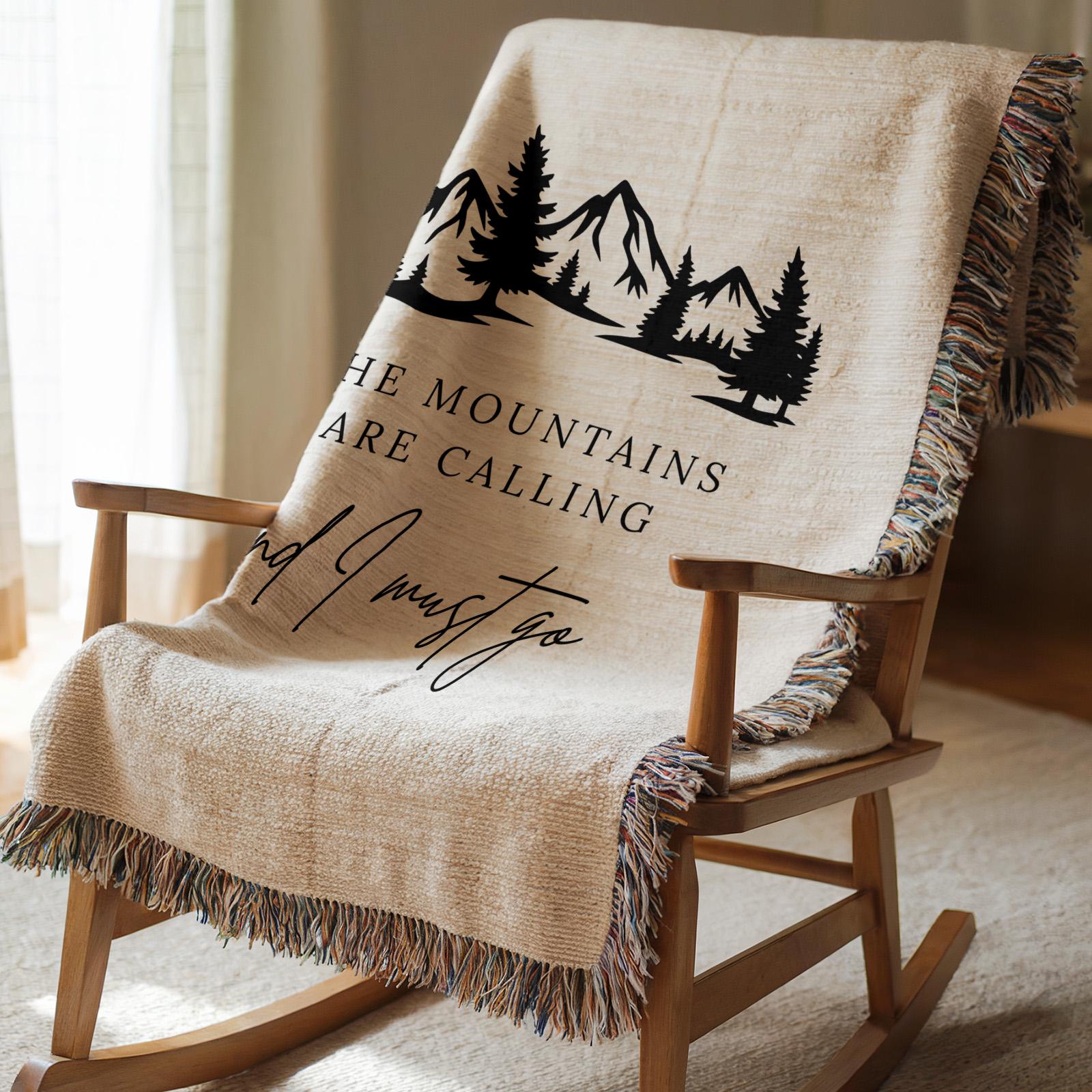 The Mountains Are Calling Woven Blanket