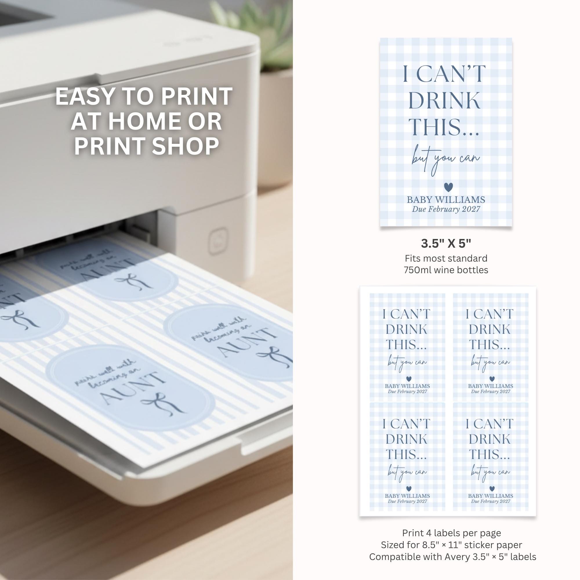 Pregnancy Announcement Wine Label Template