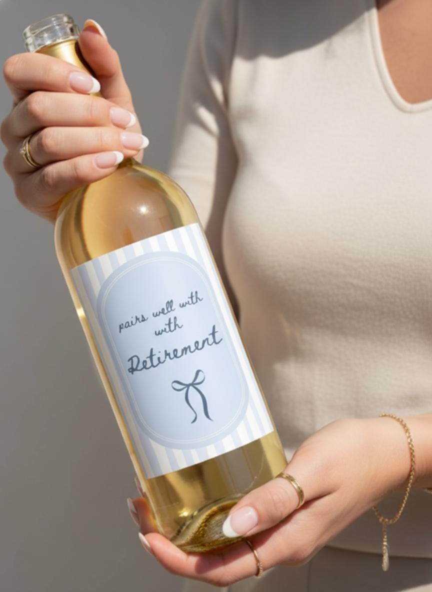 Pairs Well With Retirement Wine Label Template