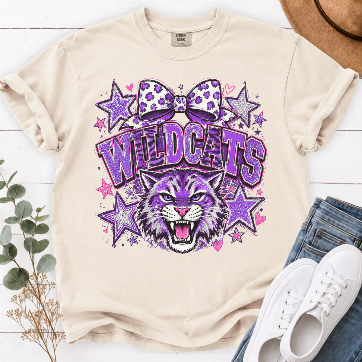 Purple Wildcats Coquette Mascot Shirt
