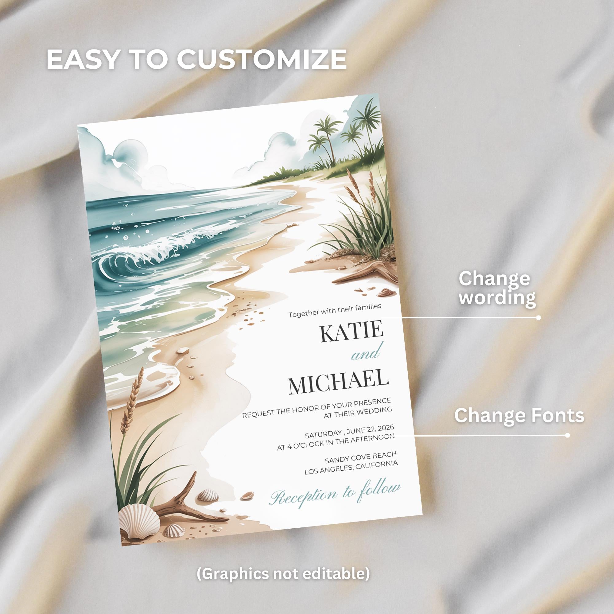 Beach Wedding Invitation Template